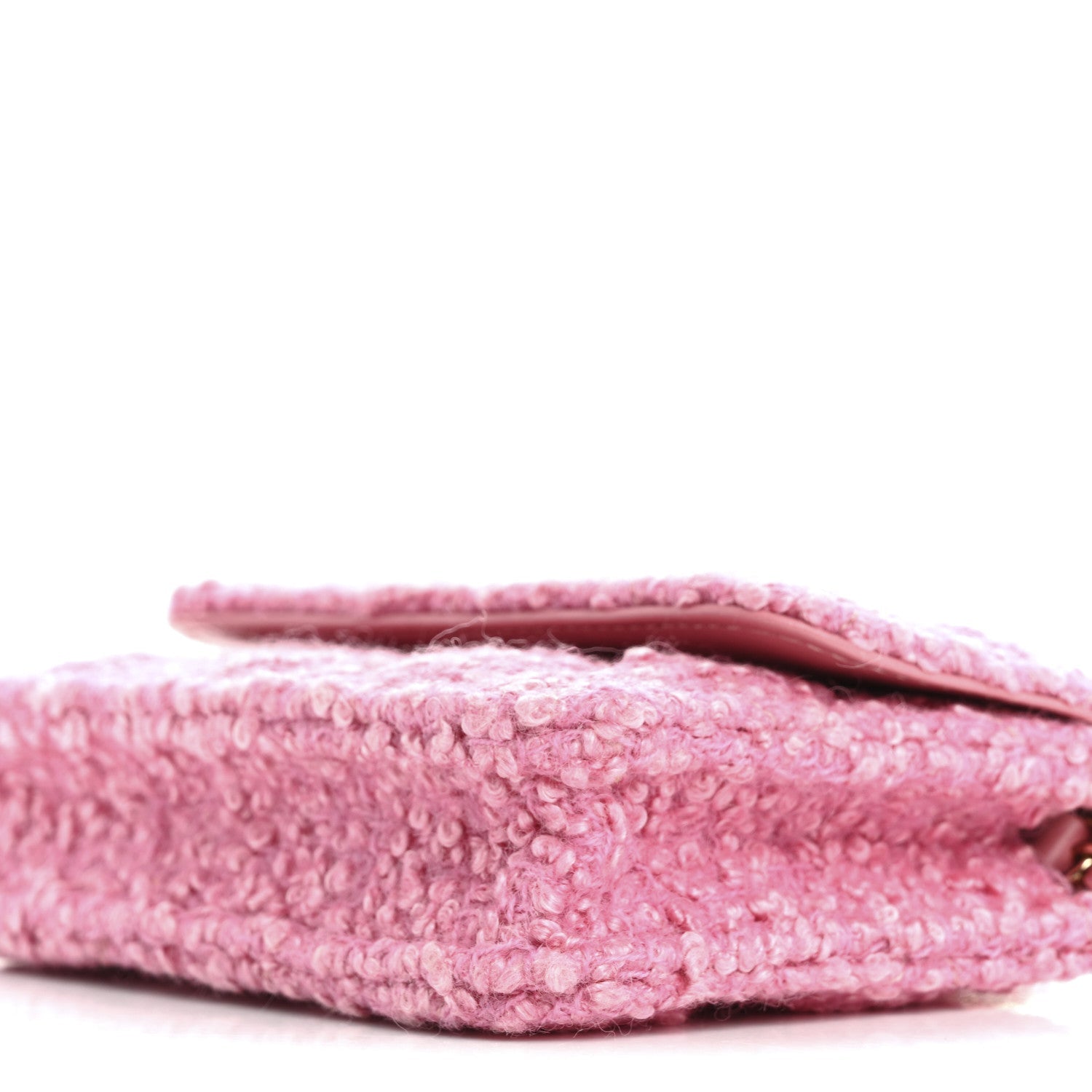 Tweed Quilted Flap Chain Waist Bag Pink