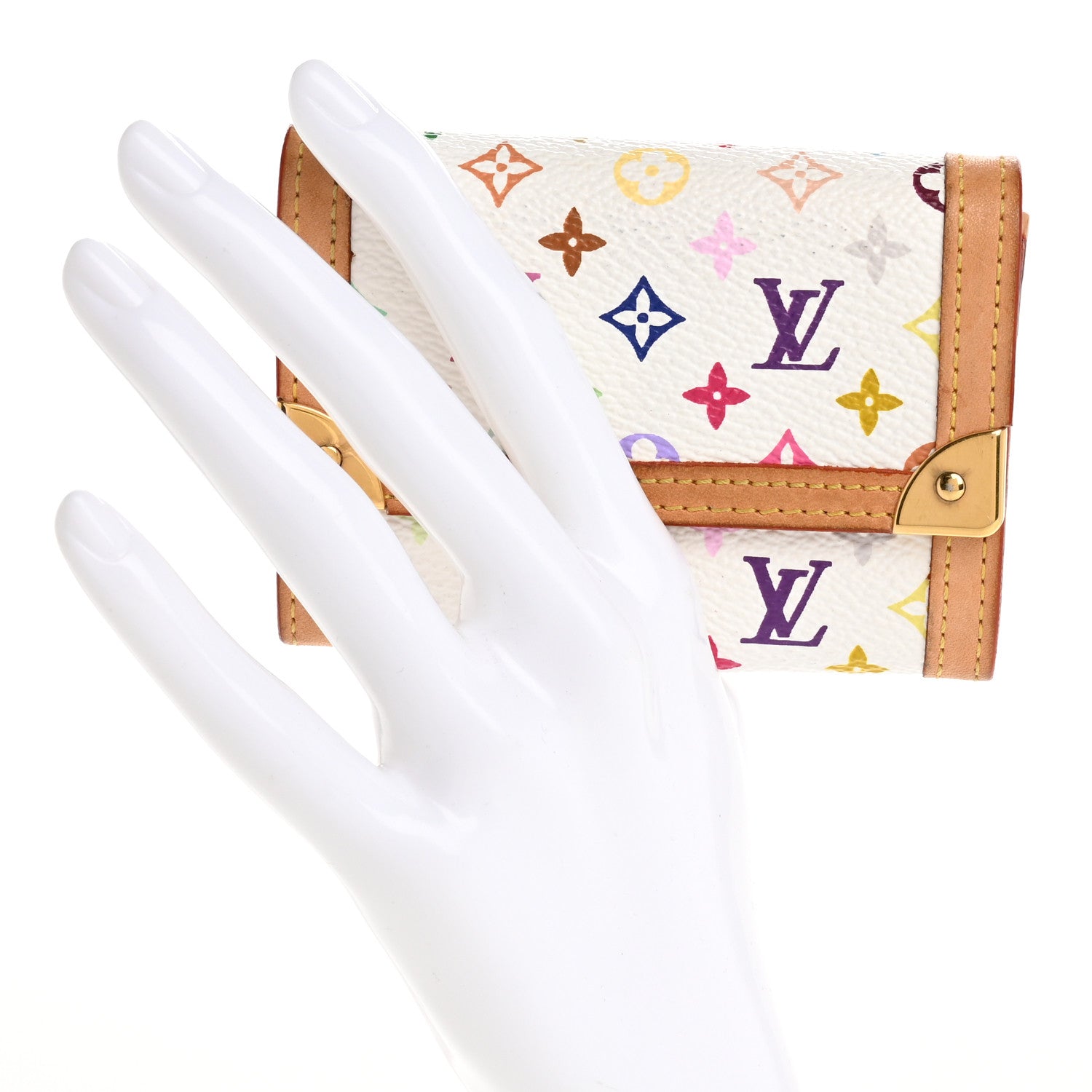Monogram Multicolor Porte-Monnaie Plat Coin Purse White