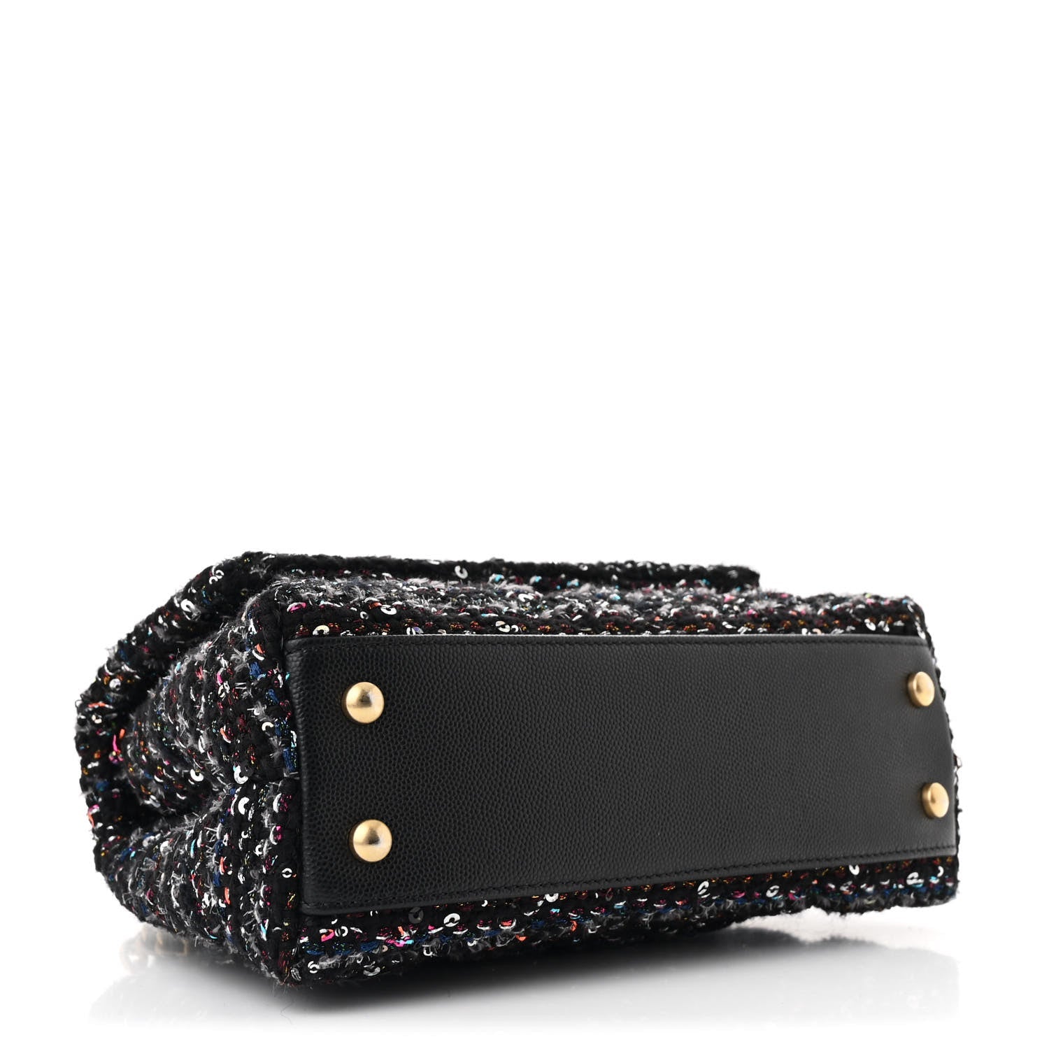 Tweed Sequin Mini Coco Handle Flap Black