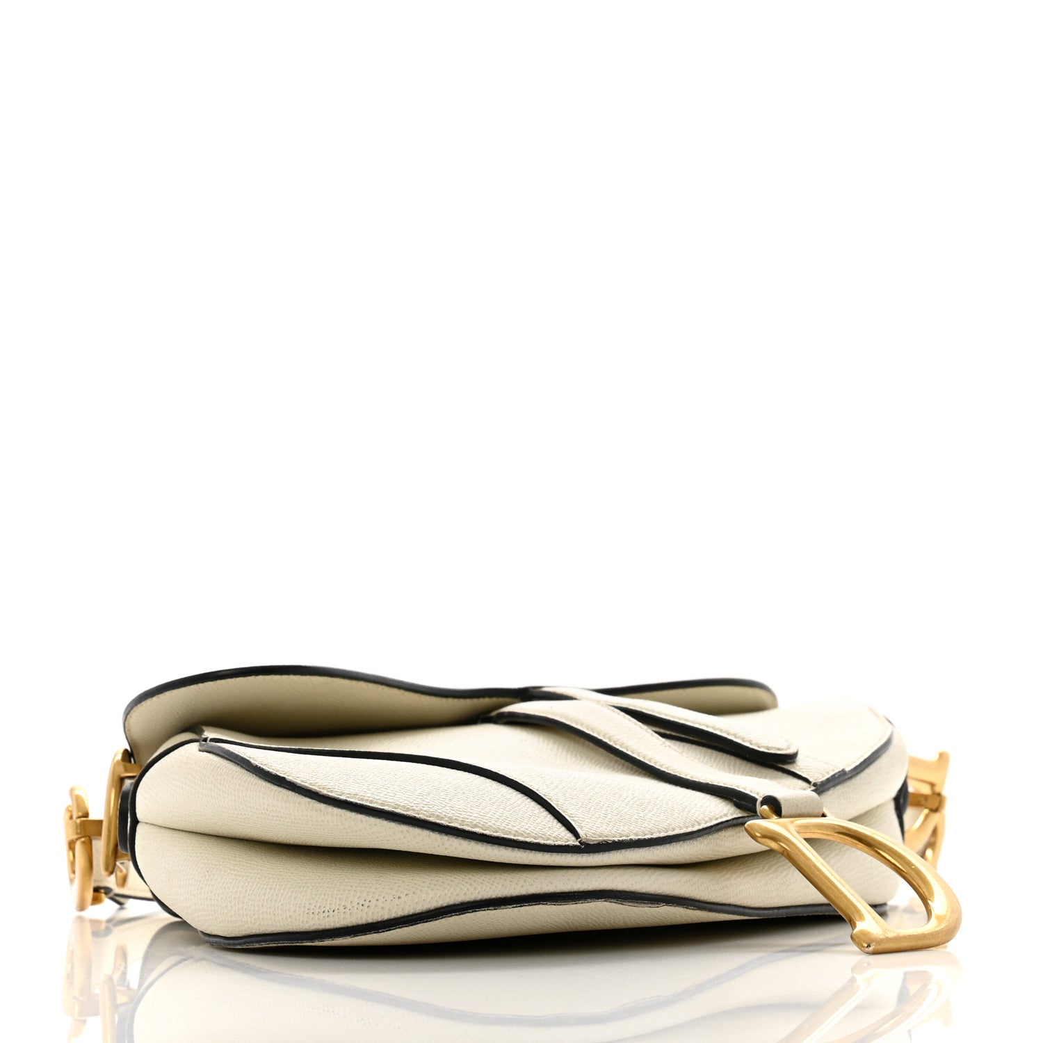 Grained Calfskin Saddle Bag White