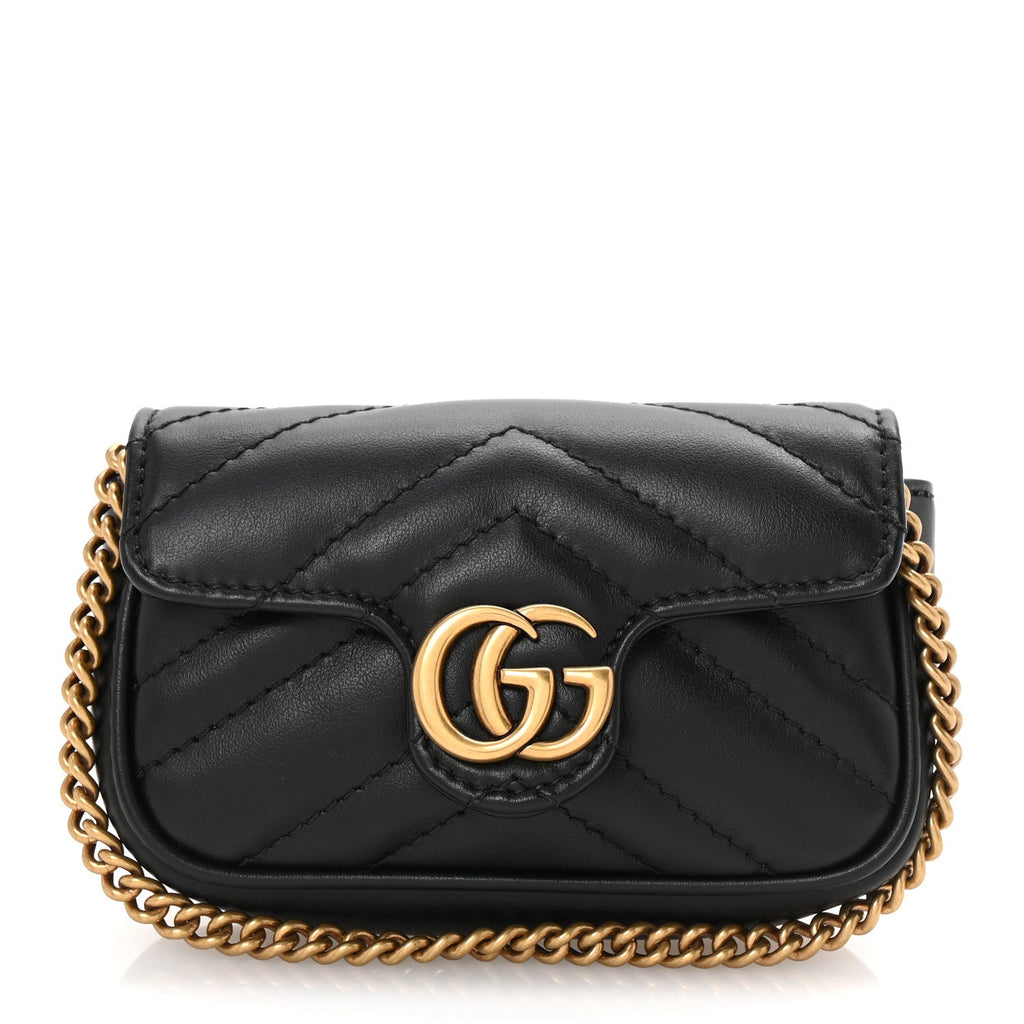 Calfskin Matelasse GG Marmont 2.0 Coin Purse On A Chain Black