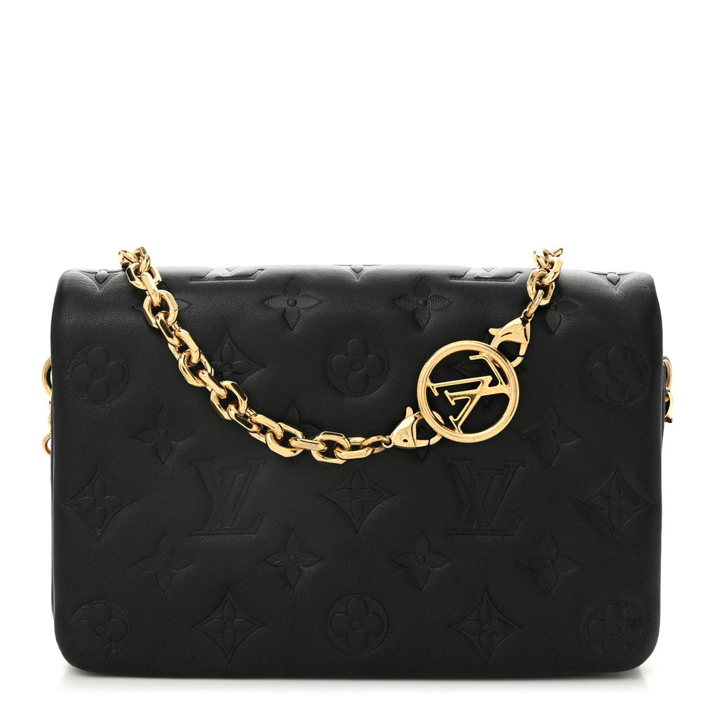 Lambskin Embossed Monogram Pochette Coussin Black
