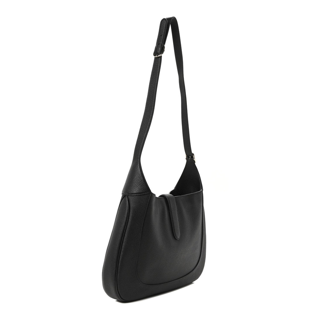 Pebbled Calfskin Large Jackie 1961 Hobo Black