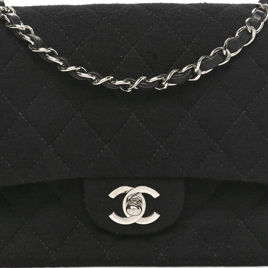 Jersey Quilted Medium Double Flap Black