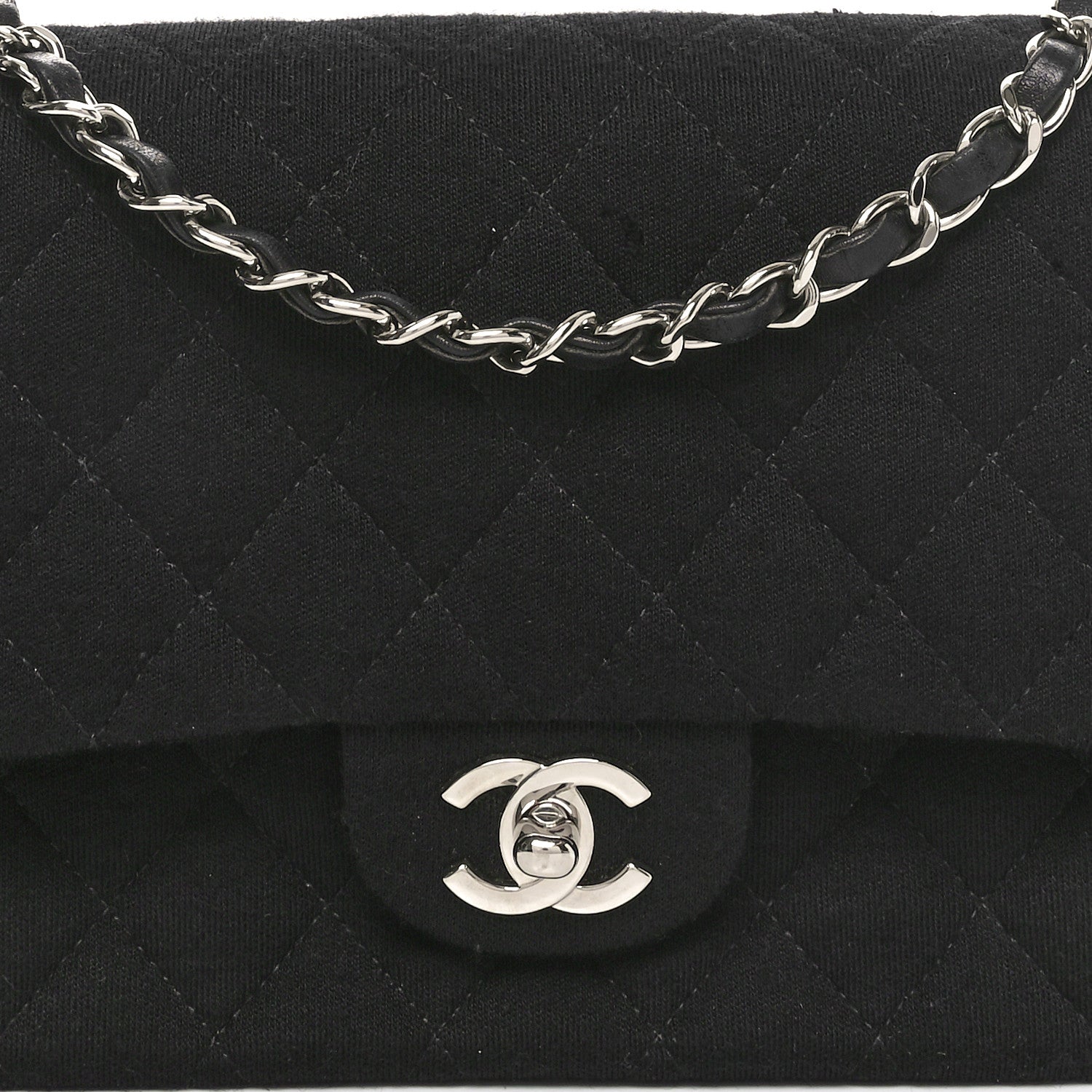 Jersey Quilted Medium Double Flap Black