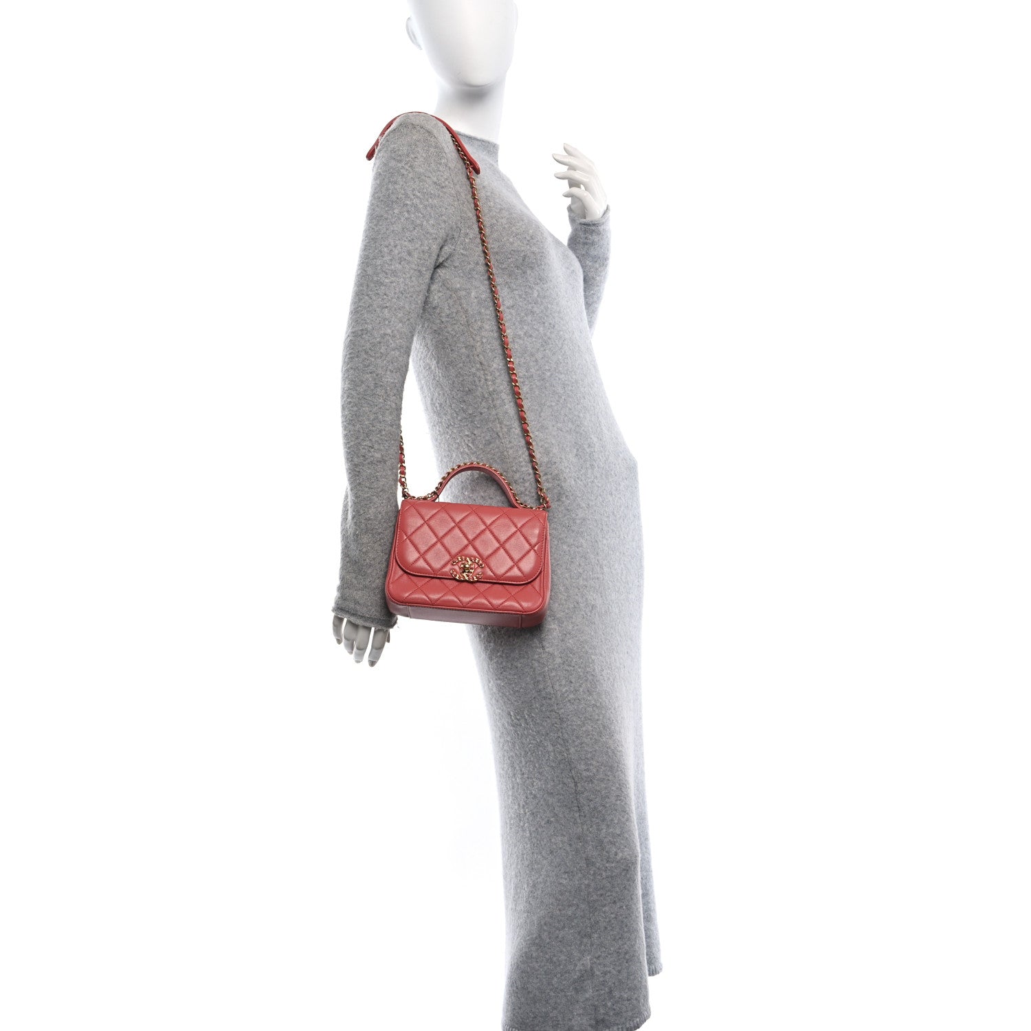 Lambskin Quilted Small Chain Infinity Top Handle Flap Pink