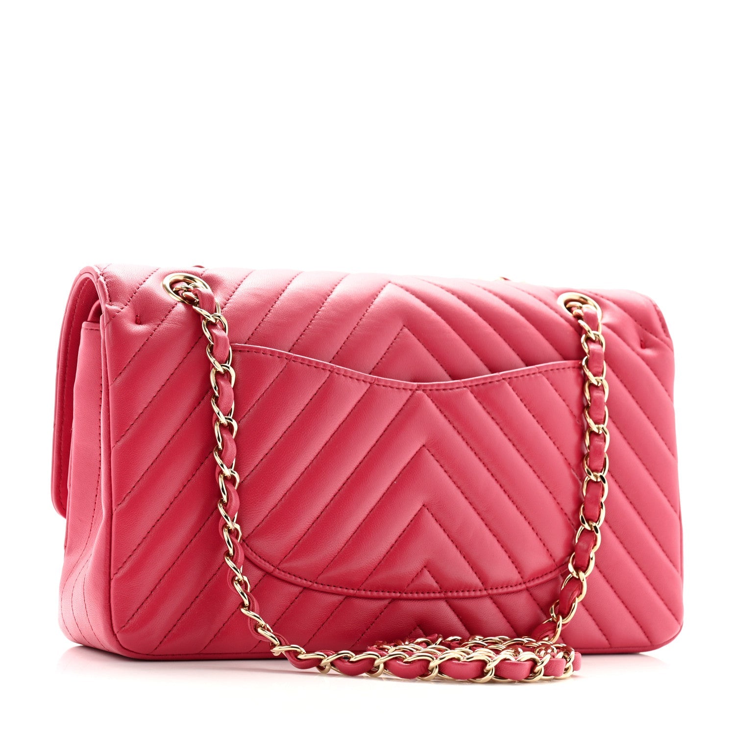 Lambskin Chevron Quilted Small Double Flap Pink
