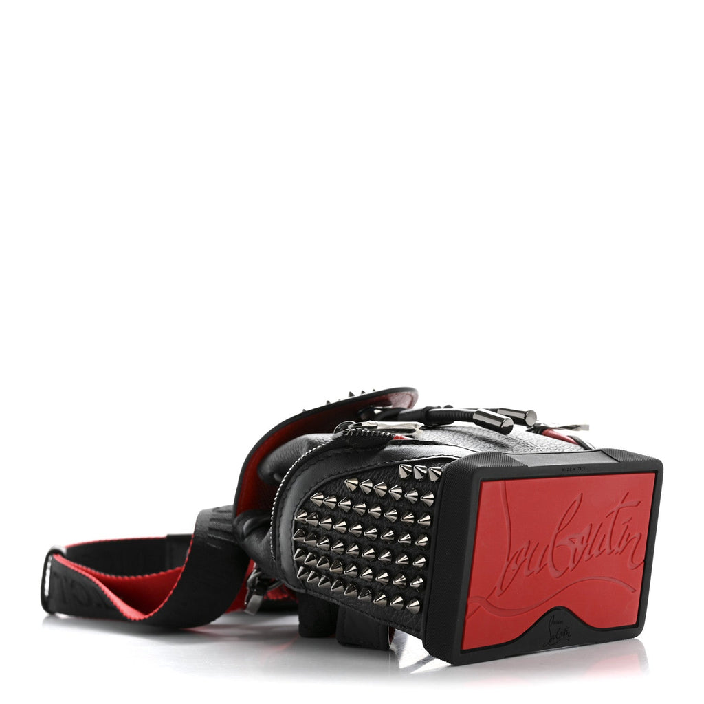 Calfskin Spiked Mini Explorafunk Keyring Bag Black
