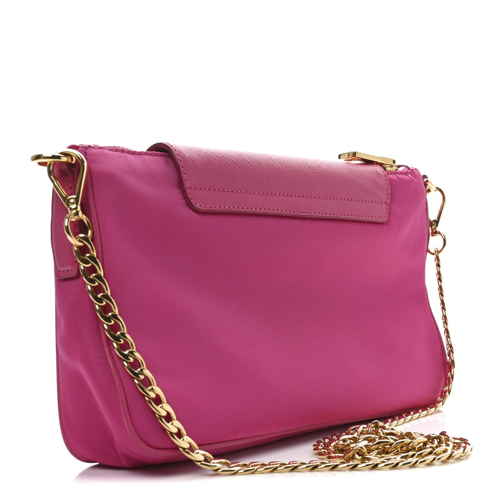 Tessuto Nylon Saffiano Bandoliera Crossbody Bag Fuxia