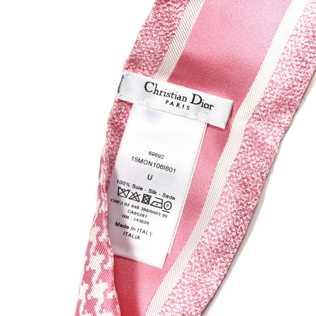 Silk Houndstooth Mitzah Scarf Pink