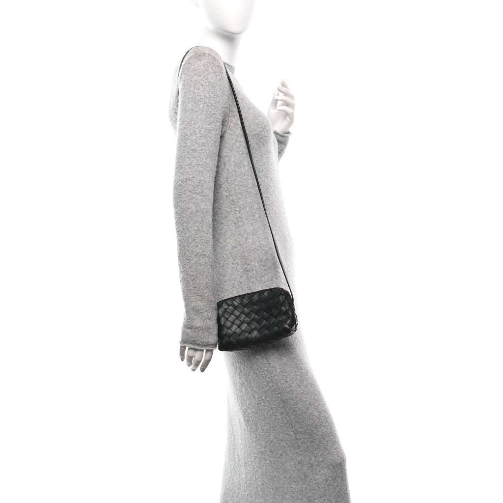 Nappa Intrecciato Nodini Mini Crossbody Black