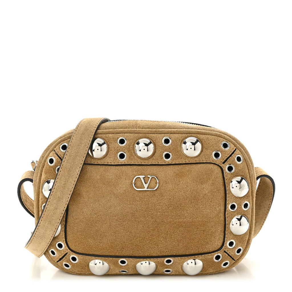 Suede Studded Nellcote Crossbody Bag Havana Beige