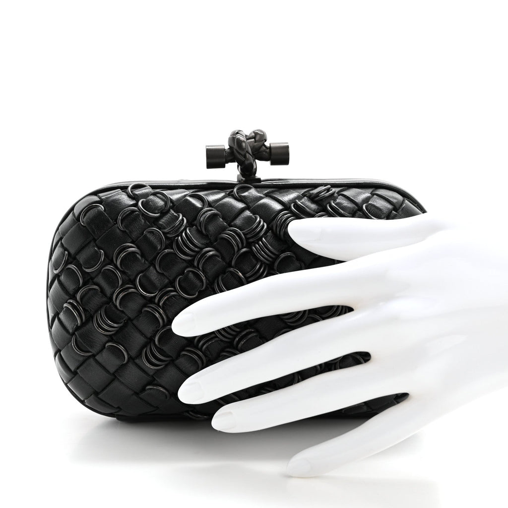 Nappa Intrecciato Knot Clutch Black
