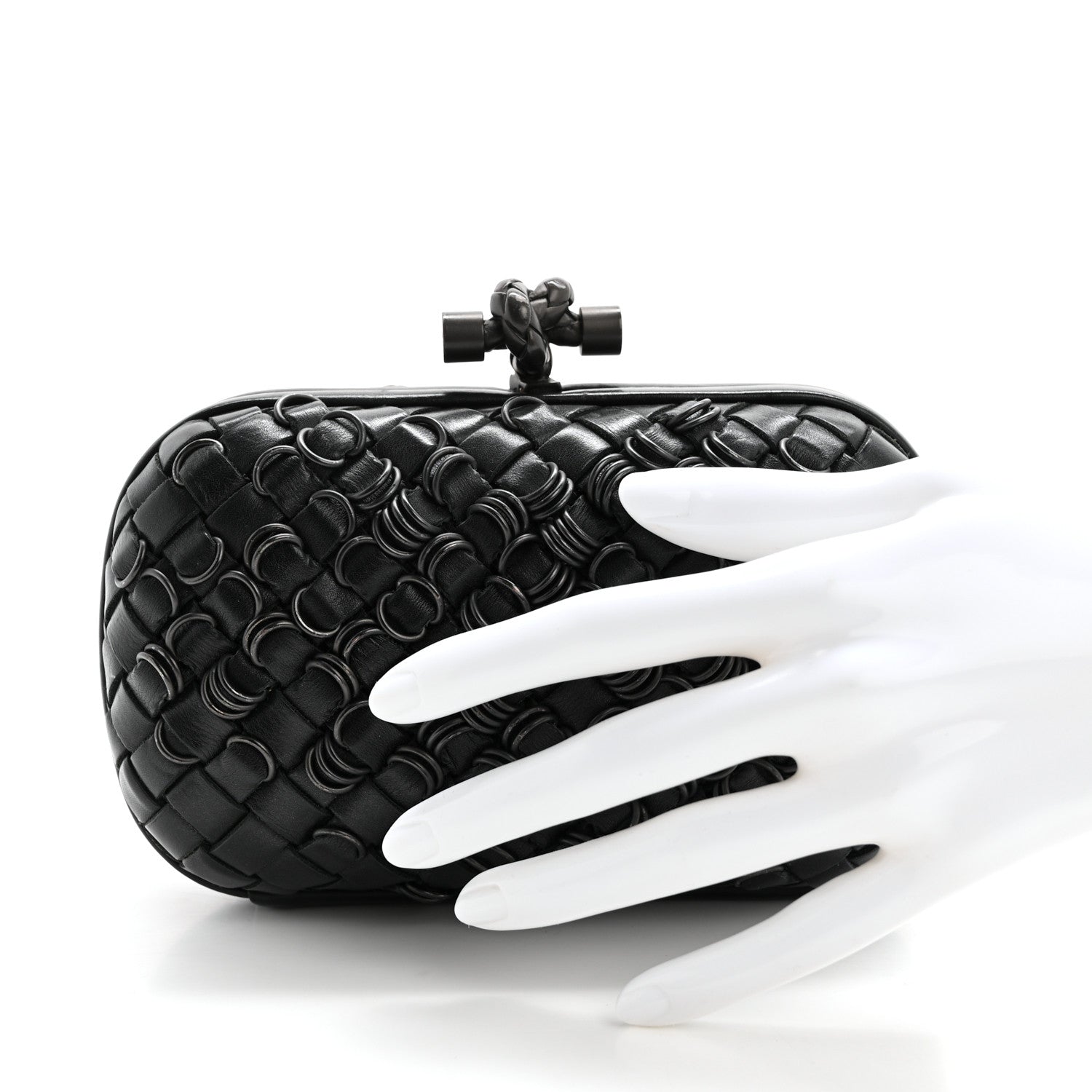 Nappa Intrecciato Knot Clutch Black