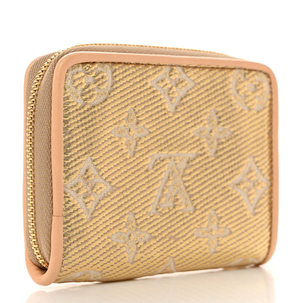 Hollographic Monoglam Zippy Coin Purse Wallet Beige