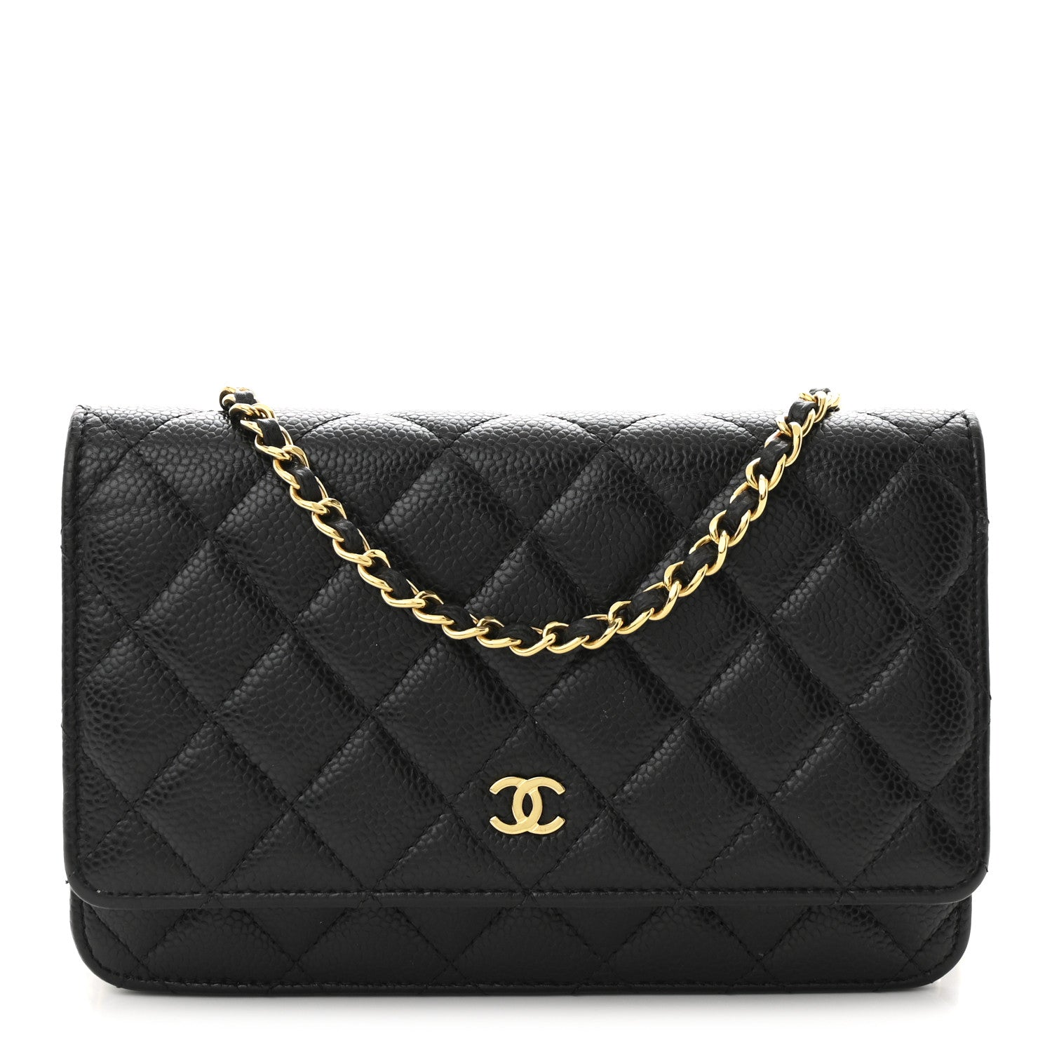 Caviar Quilted Wallet on Chain WOC Black