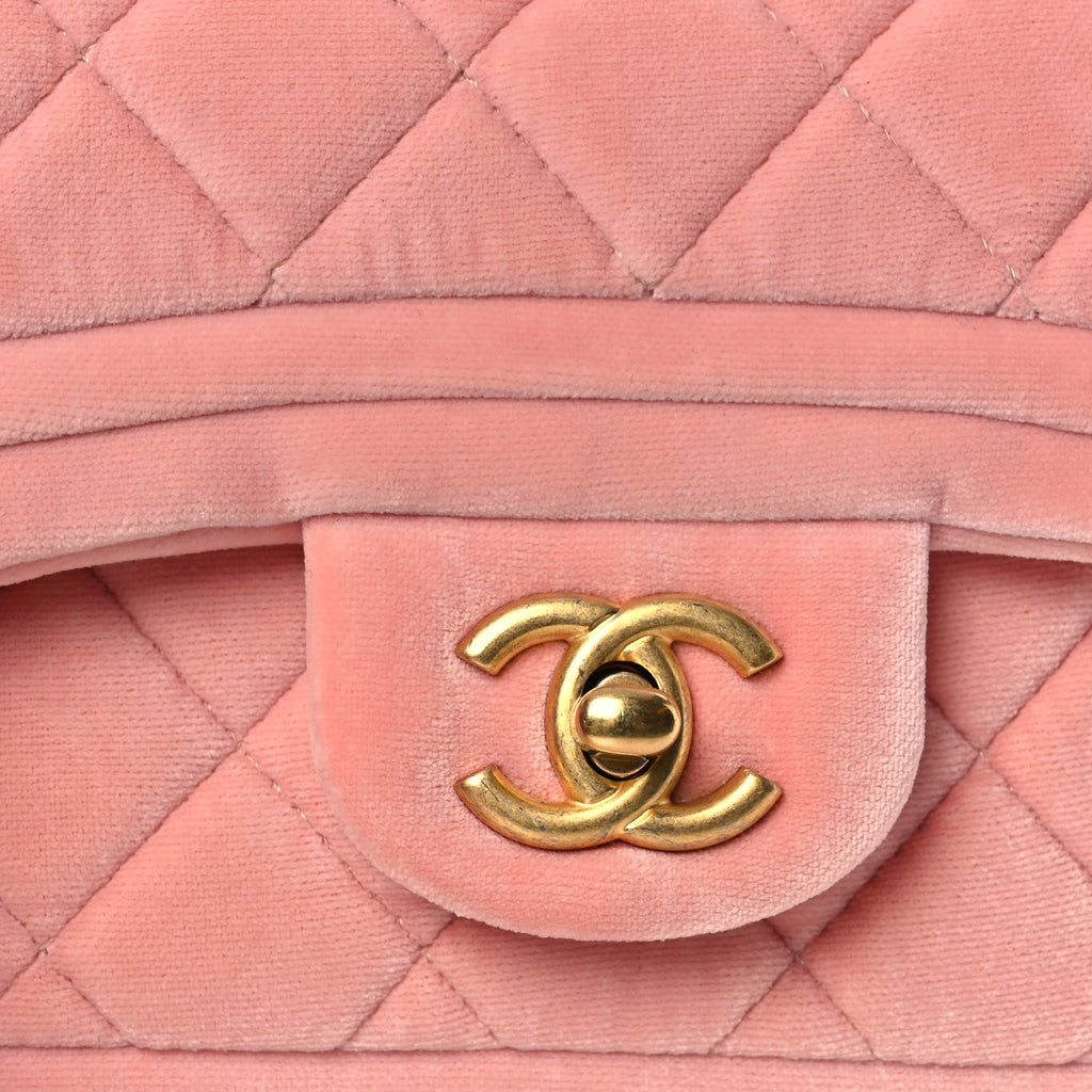 Velour Quilted Mini Double Frame Flap Rose
