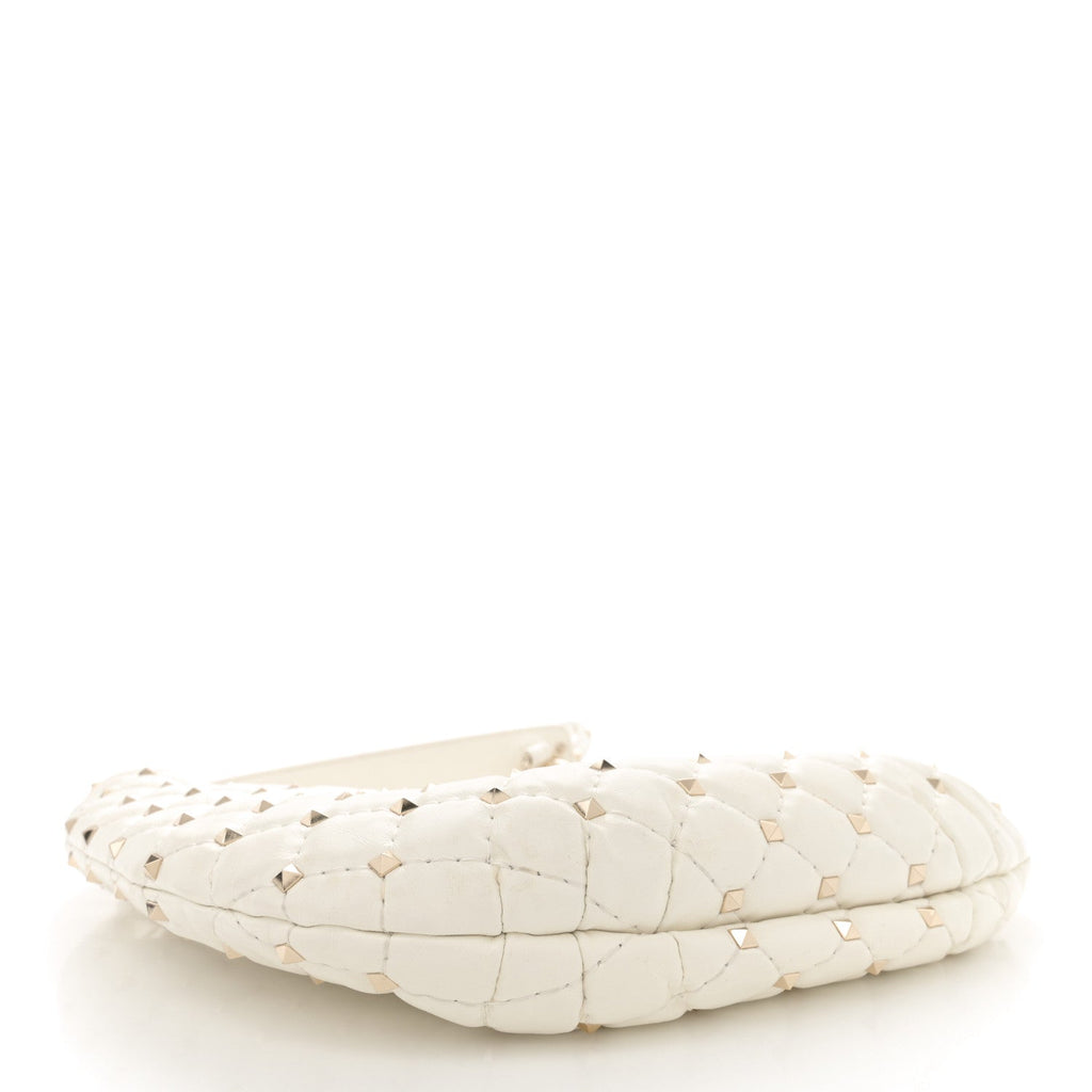 Nappa Small Rockstud Spike Hobo Ivory