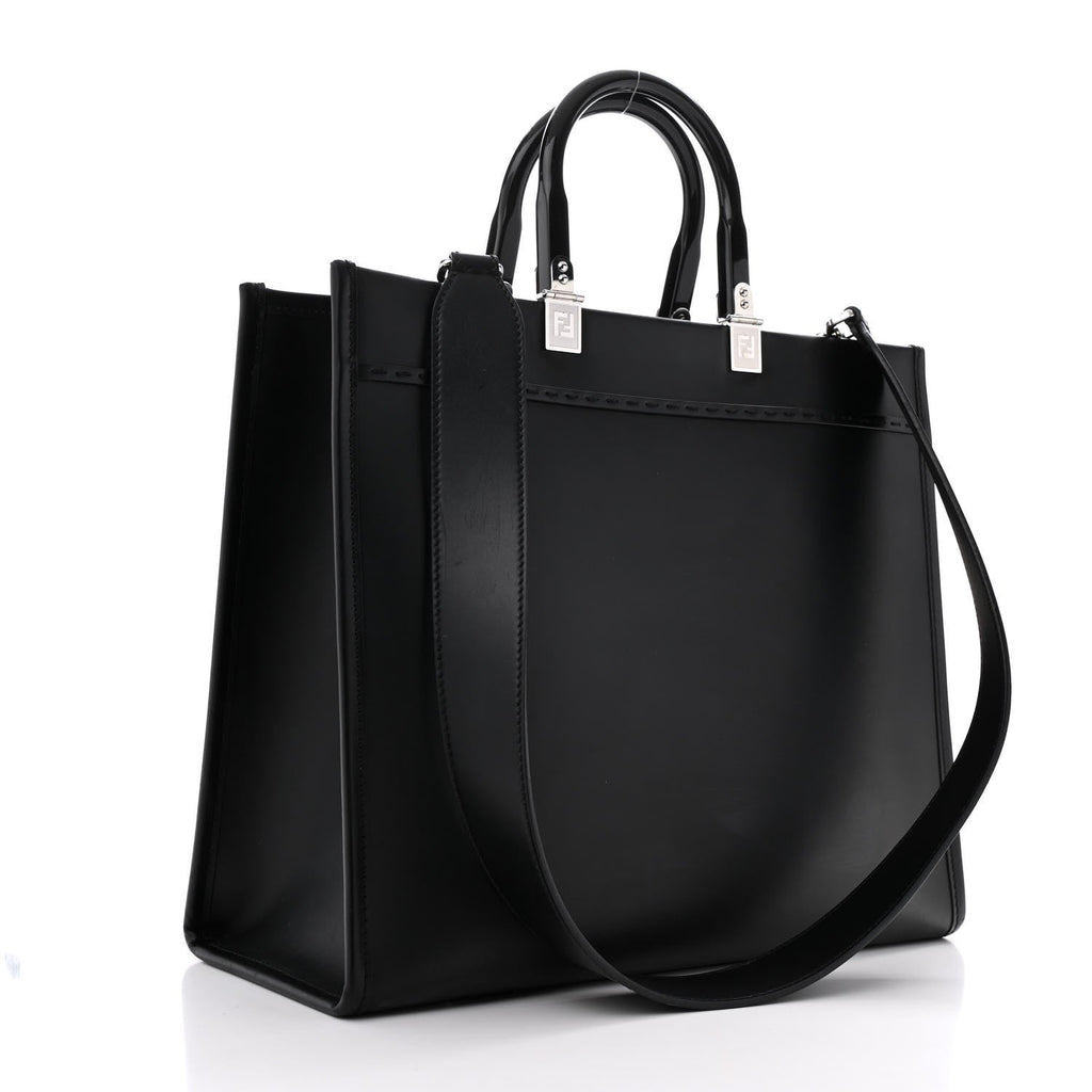 Vitello King Plexiglass Medium Fendi Sunshine Shopper Tote Black White