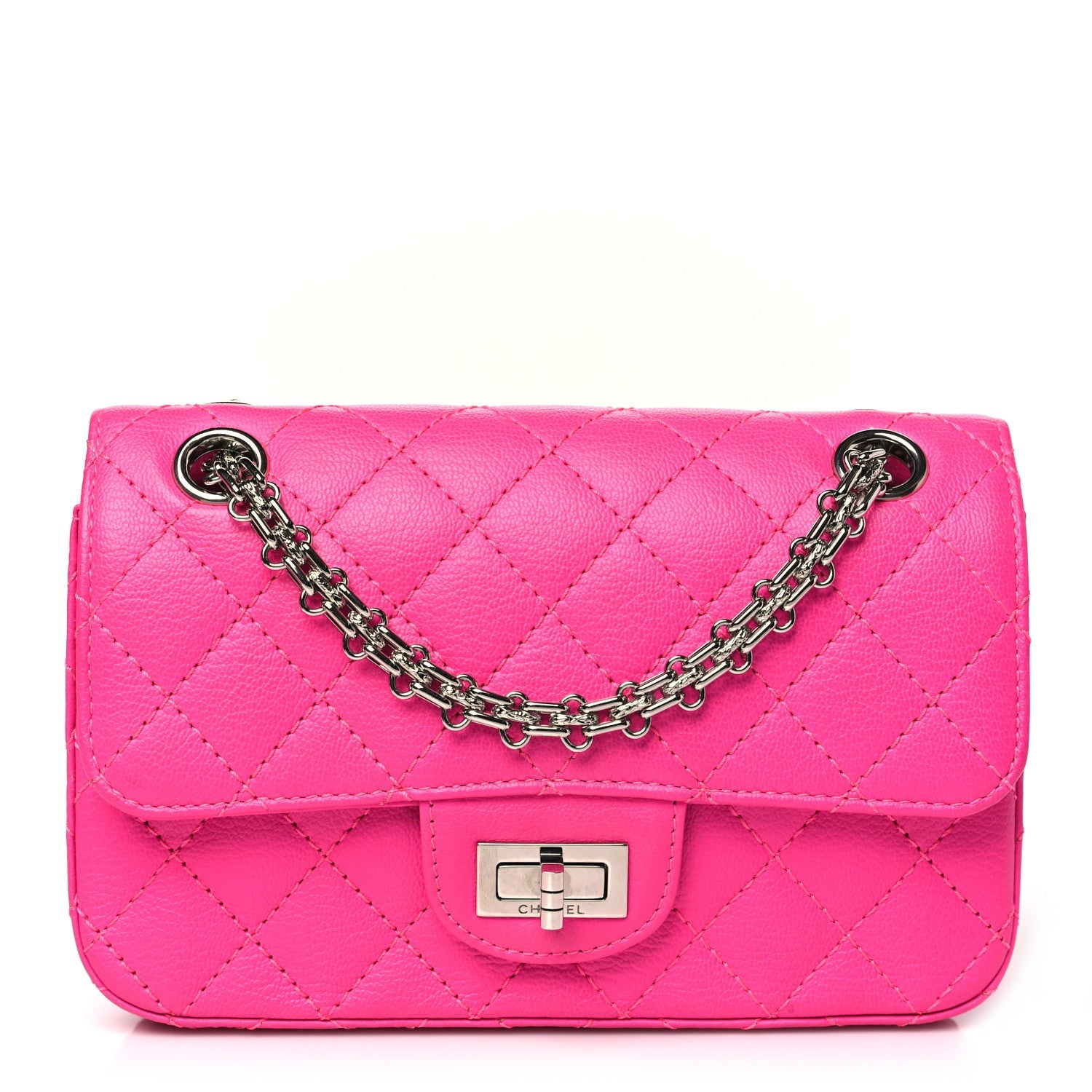Goatskin Quilted 2.55 Reissue Mini Flap Fluorescent Pink