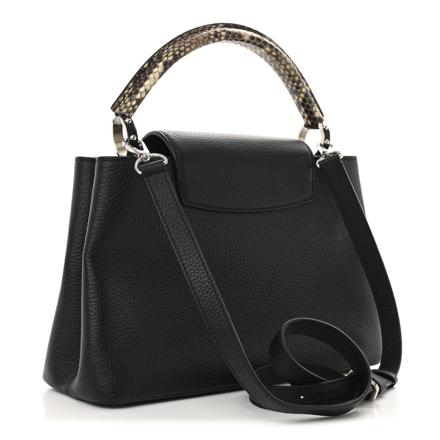 Taurillon Snakeskin Capucines PM Black