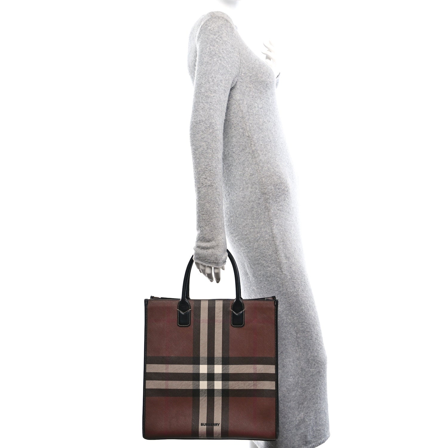 E-Canvas Denny Check Tote Brown