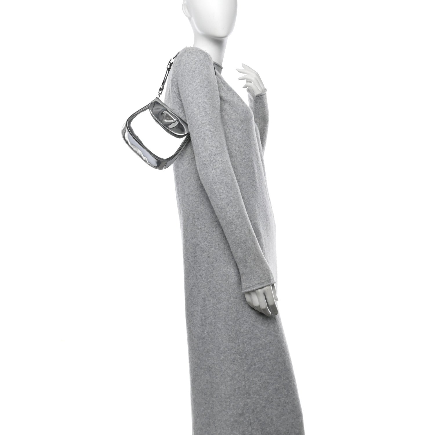 Spazzolato Mini Cleo Flap Adjustable Strap Shoulder Bag Silver