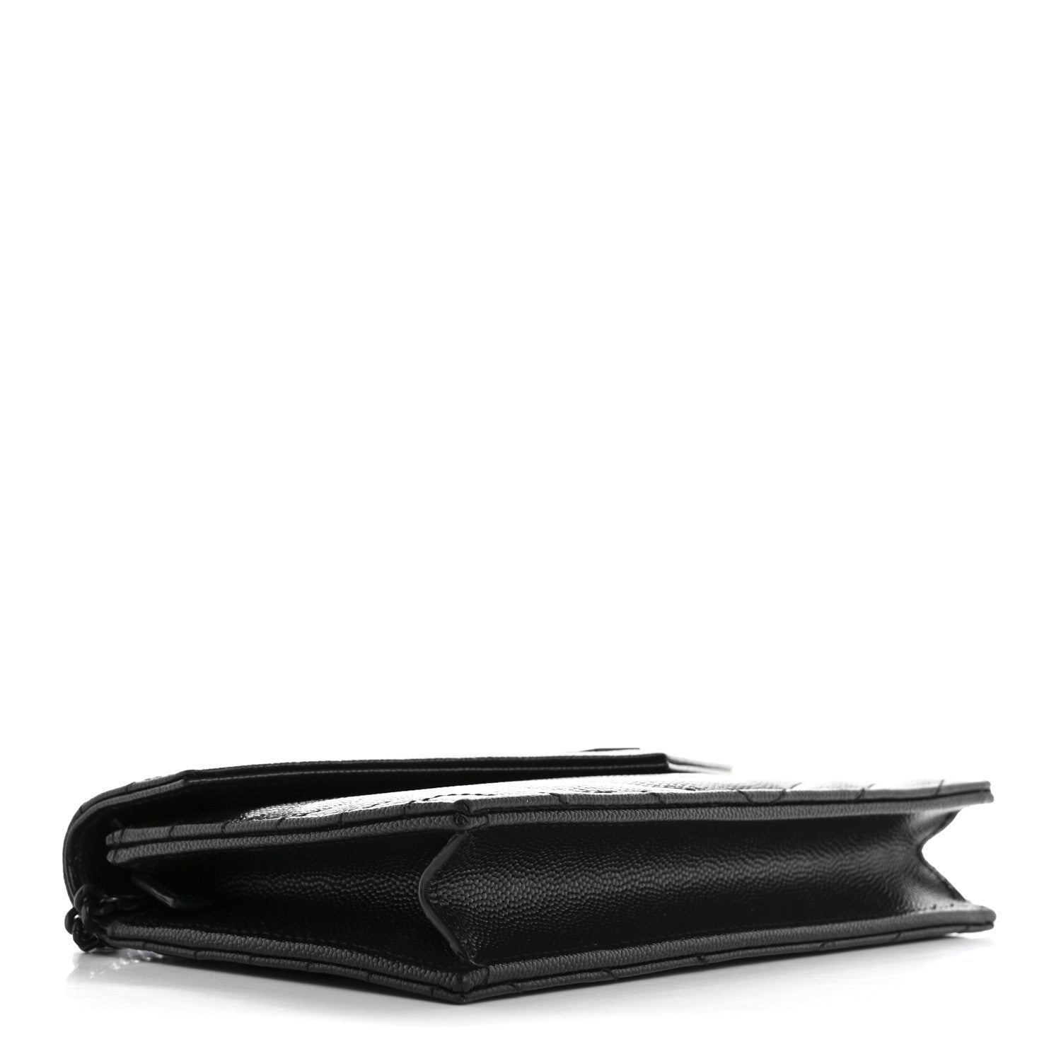 Grain De Poudre Matelasse Chevron Monogram Monochrome Envelope Chain Wallet Black