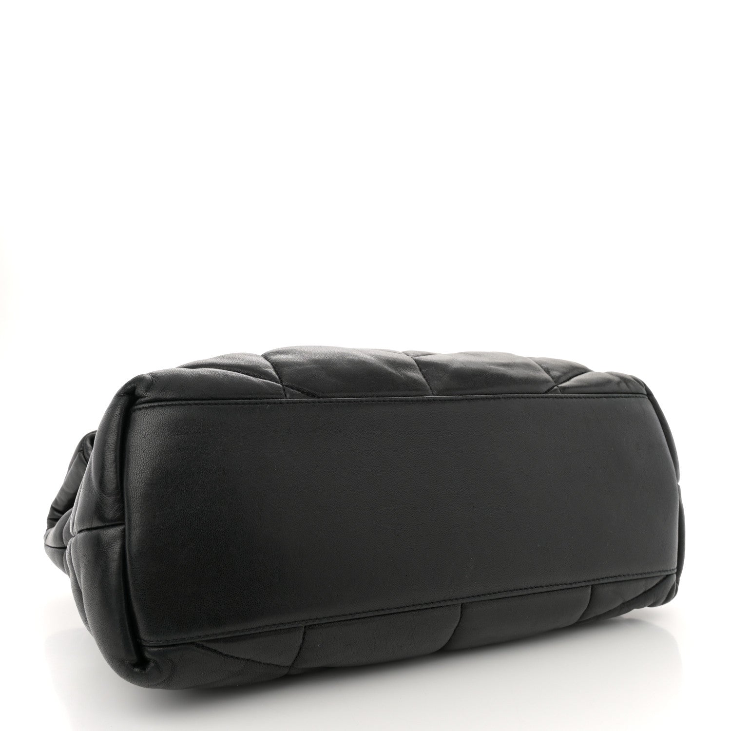 Lambskin Quilted Monogram Monochrome Medium Loulou Puffer Chain Satchel Black