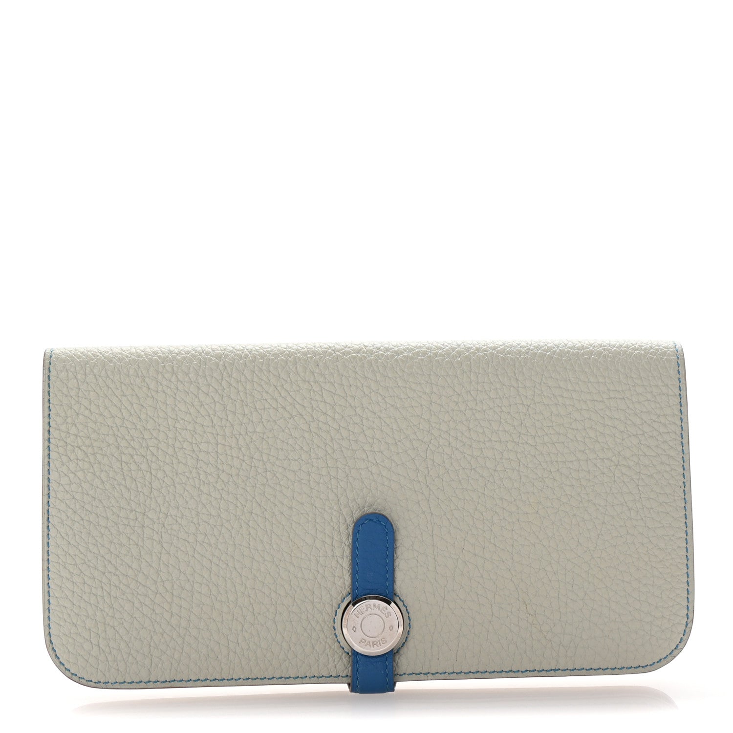 Togo Dogon Recto Verso Wallet Gris Perle Bleu Izmir
