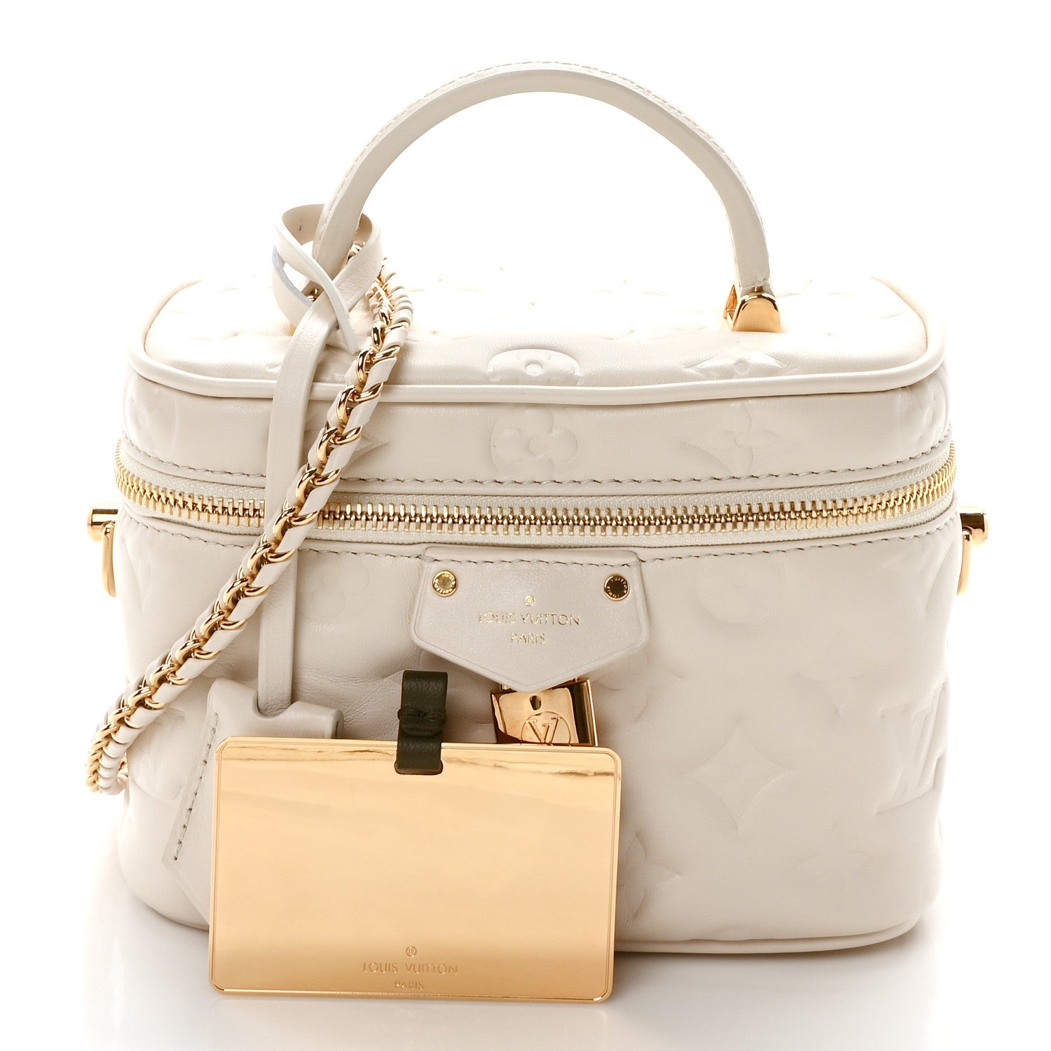 Lambskin Embossed Monogram Vanity PM Cream