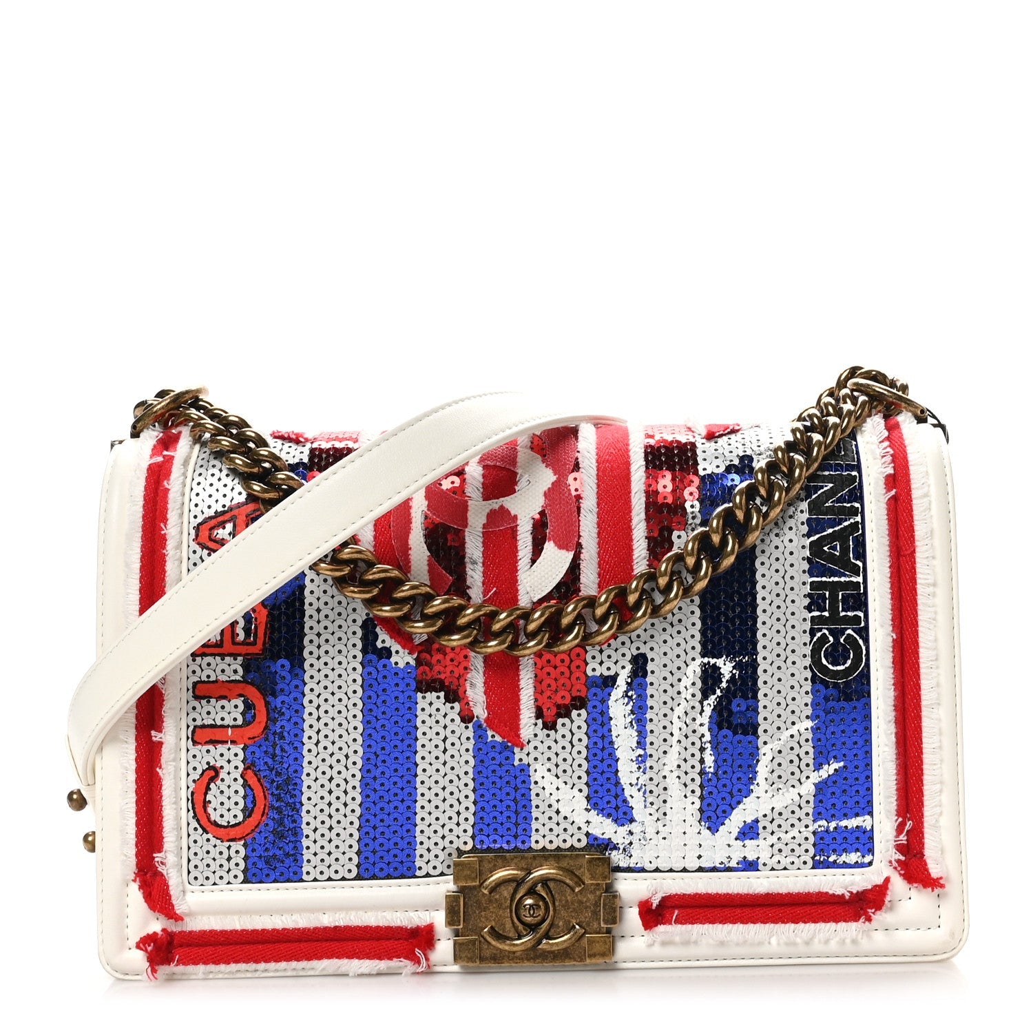 Sequin Canvas New Medium Cuba Boy Flap White Blue Red