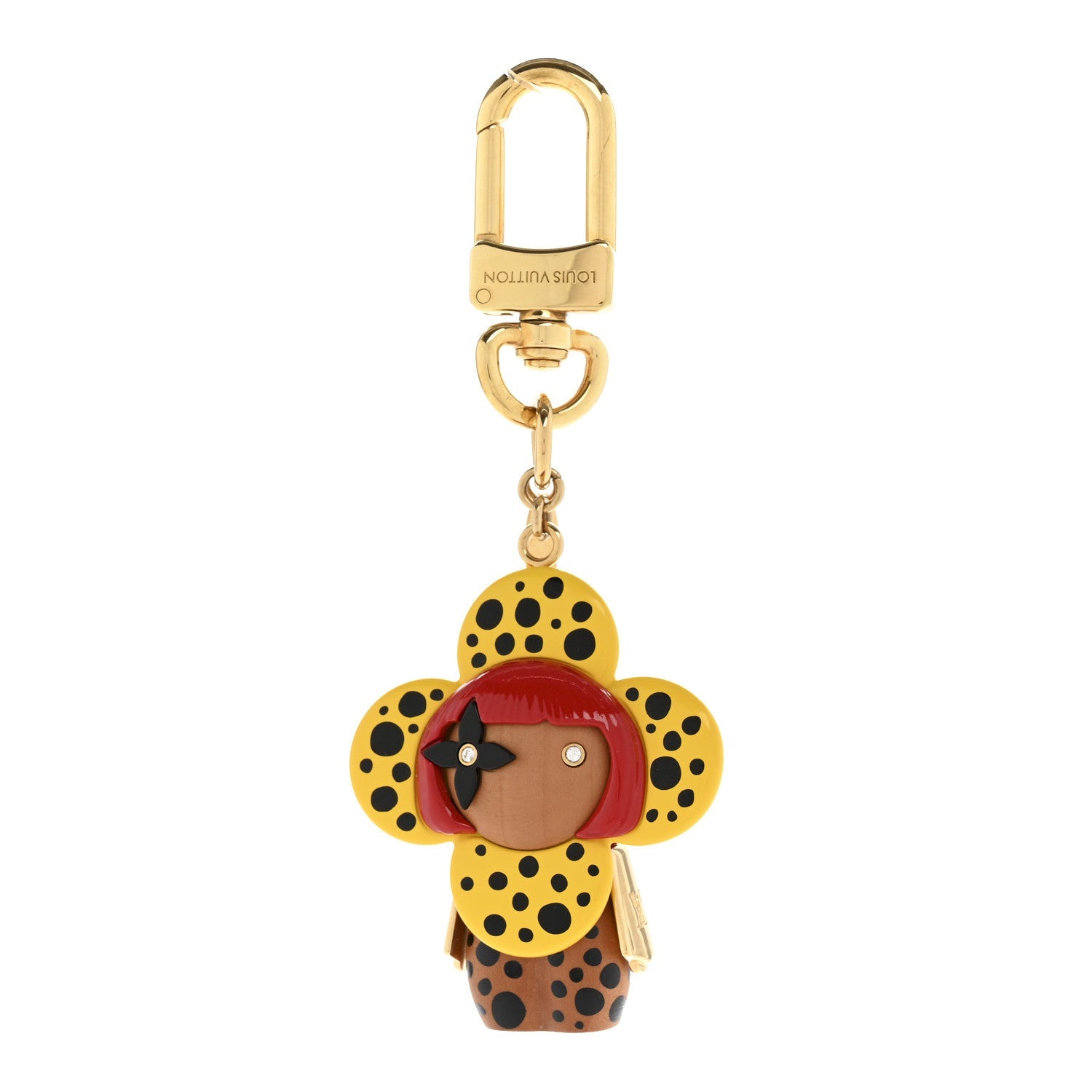 LV X YK Resin Wood Infinity Dots Vivienne Bag Charm Yellow