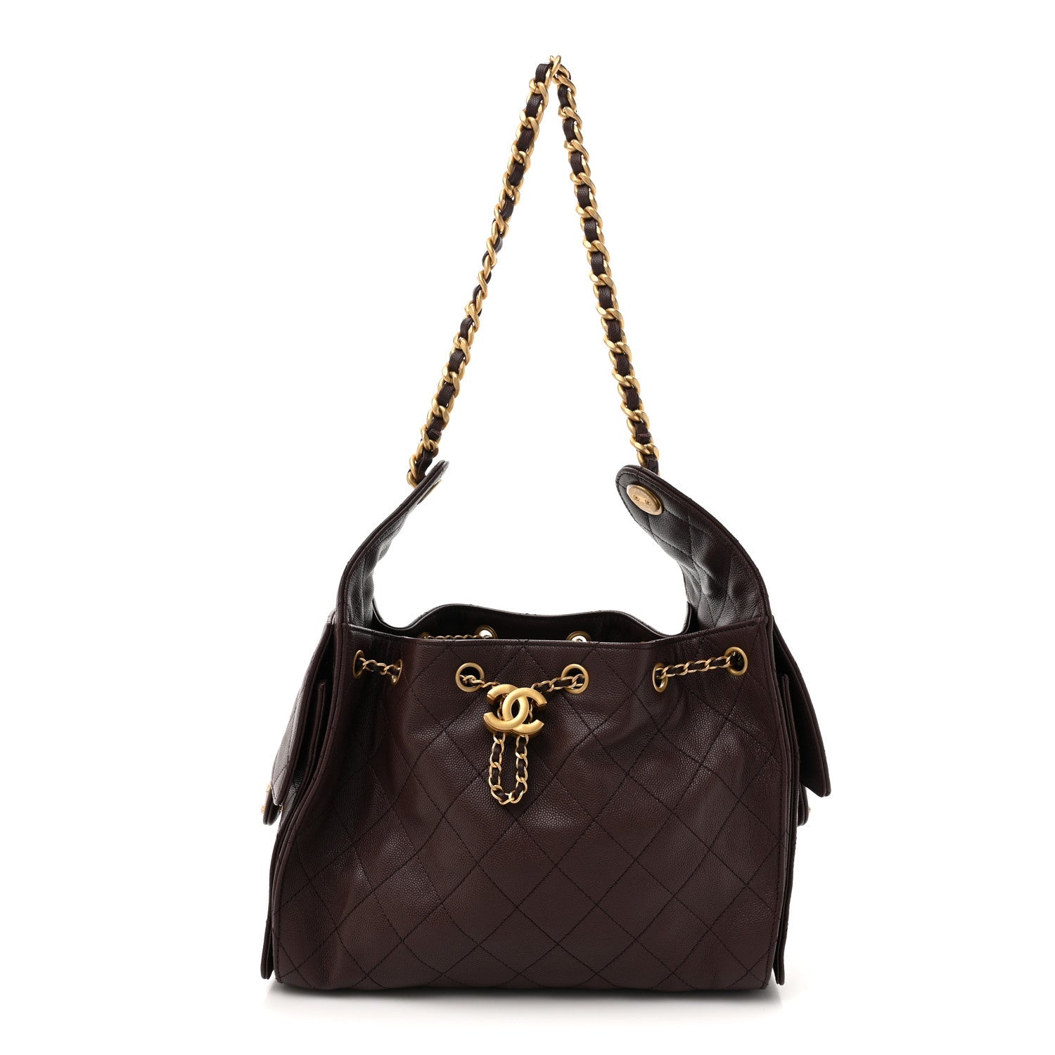 Caviar Quilted Small Chanel 25 Handbag Dark Brown