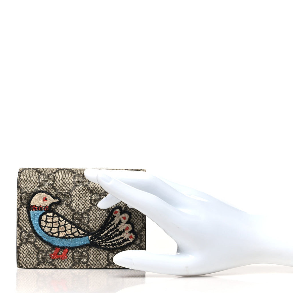 GG Supreme Monogram Bird Embroidered  Case Beige