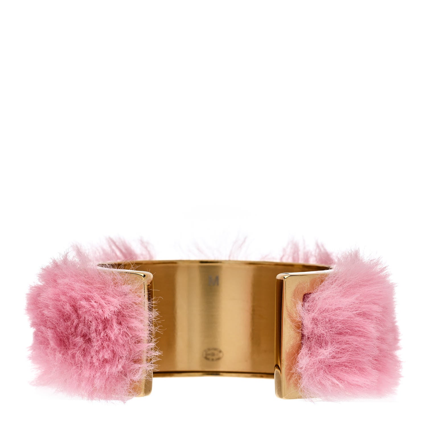 Fur CC Cuff Bracelet M Pink