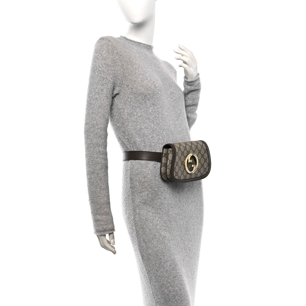 GG Supreme Monogram Textured Dollar Calfskin Blondie Belt Bag 95 38  Beige Ebony New Acero