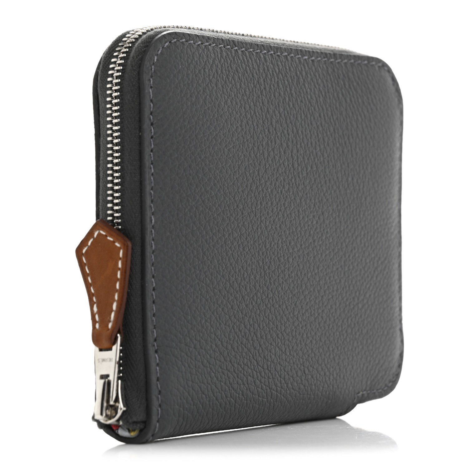 Evercolor Barenia Silk'In Compact Wallet Ardoise Black Jaune