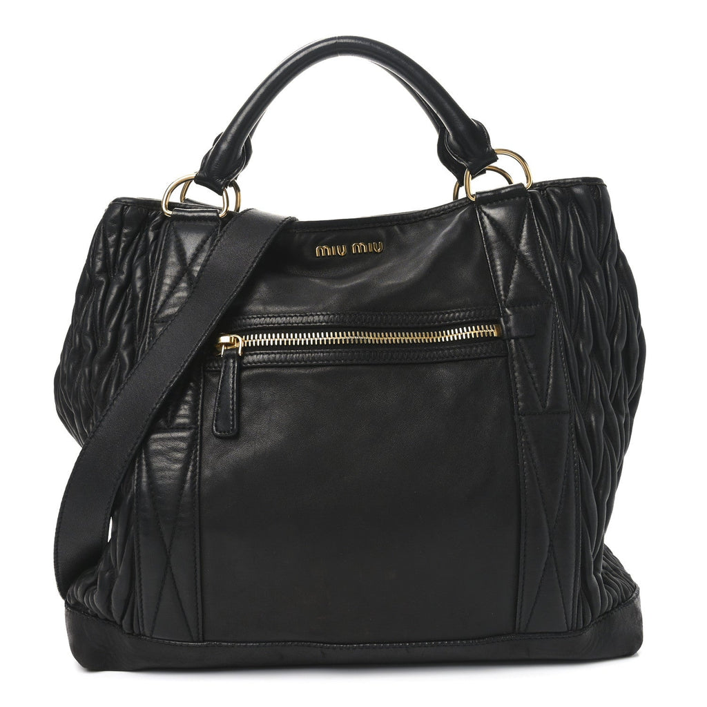 Nappa Matelasse Top Handle Black