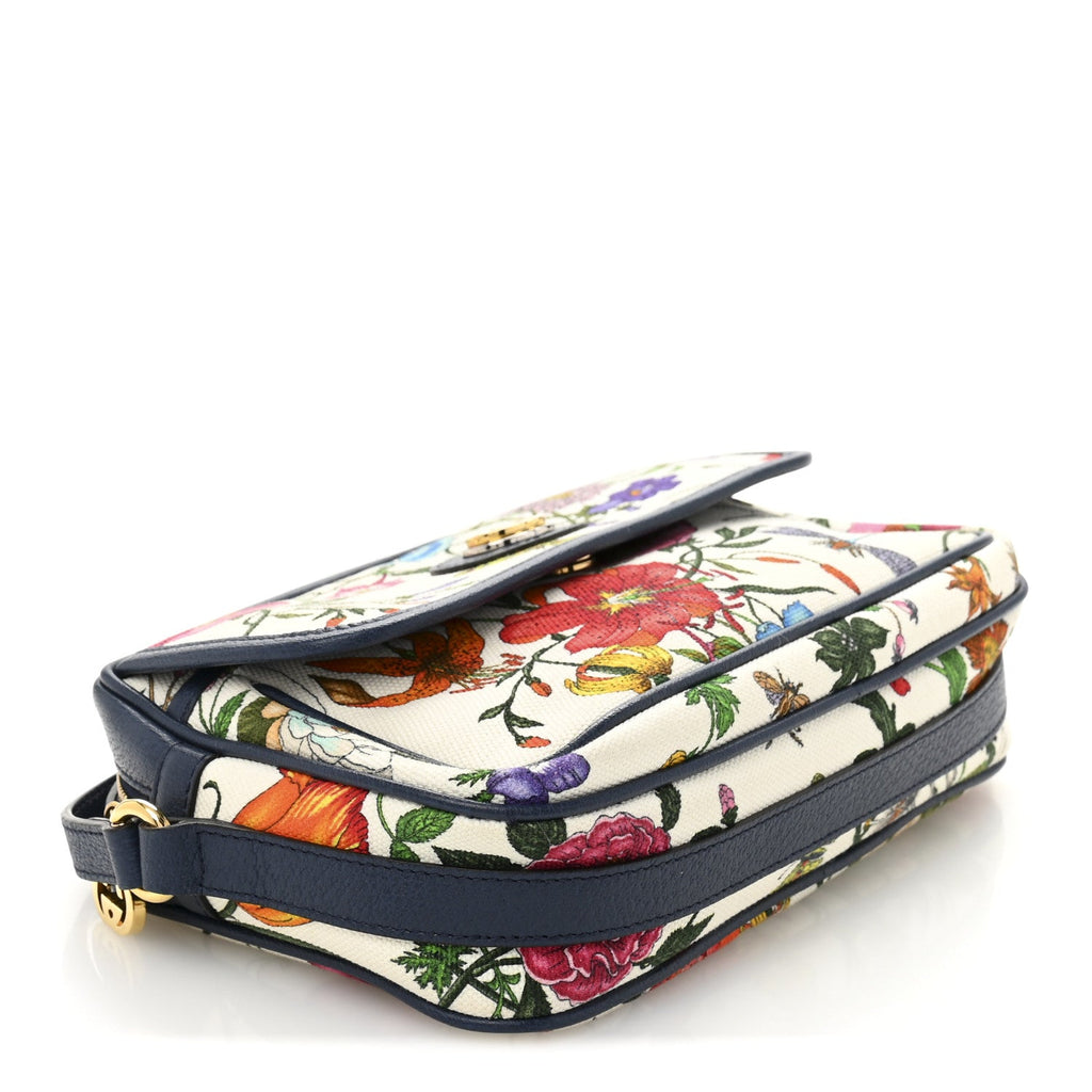 Canvas Flora Floral Shoulder Bag White Blue Agata Mulitcolor