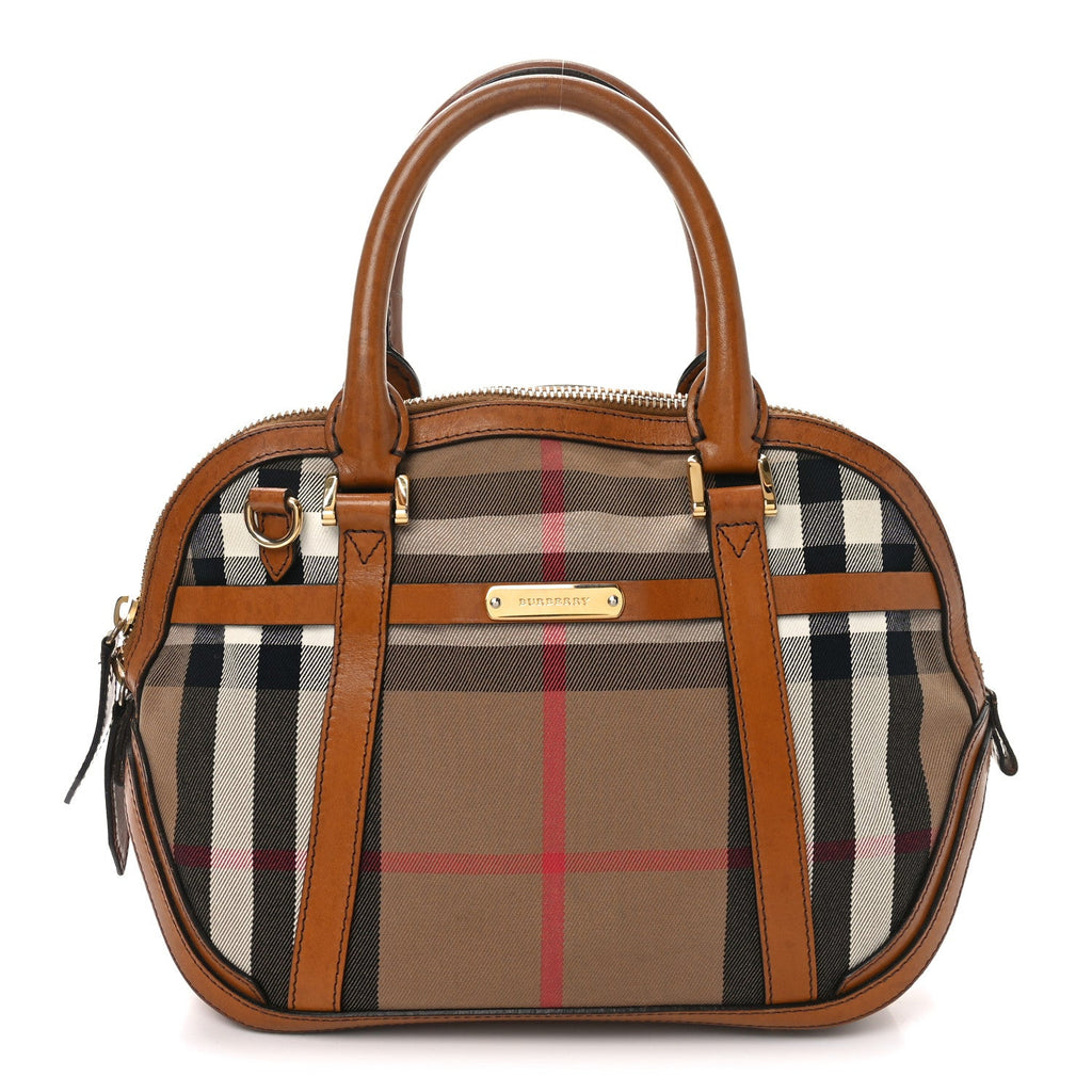 Bridle Calfskin House Check Small Orchard Bowling Bag Brown Ochre