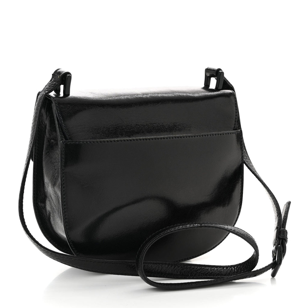 Spazzolato Fliplock Flap Shoulder Bag  Black