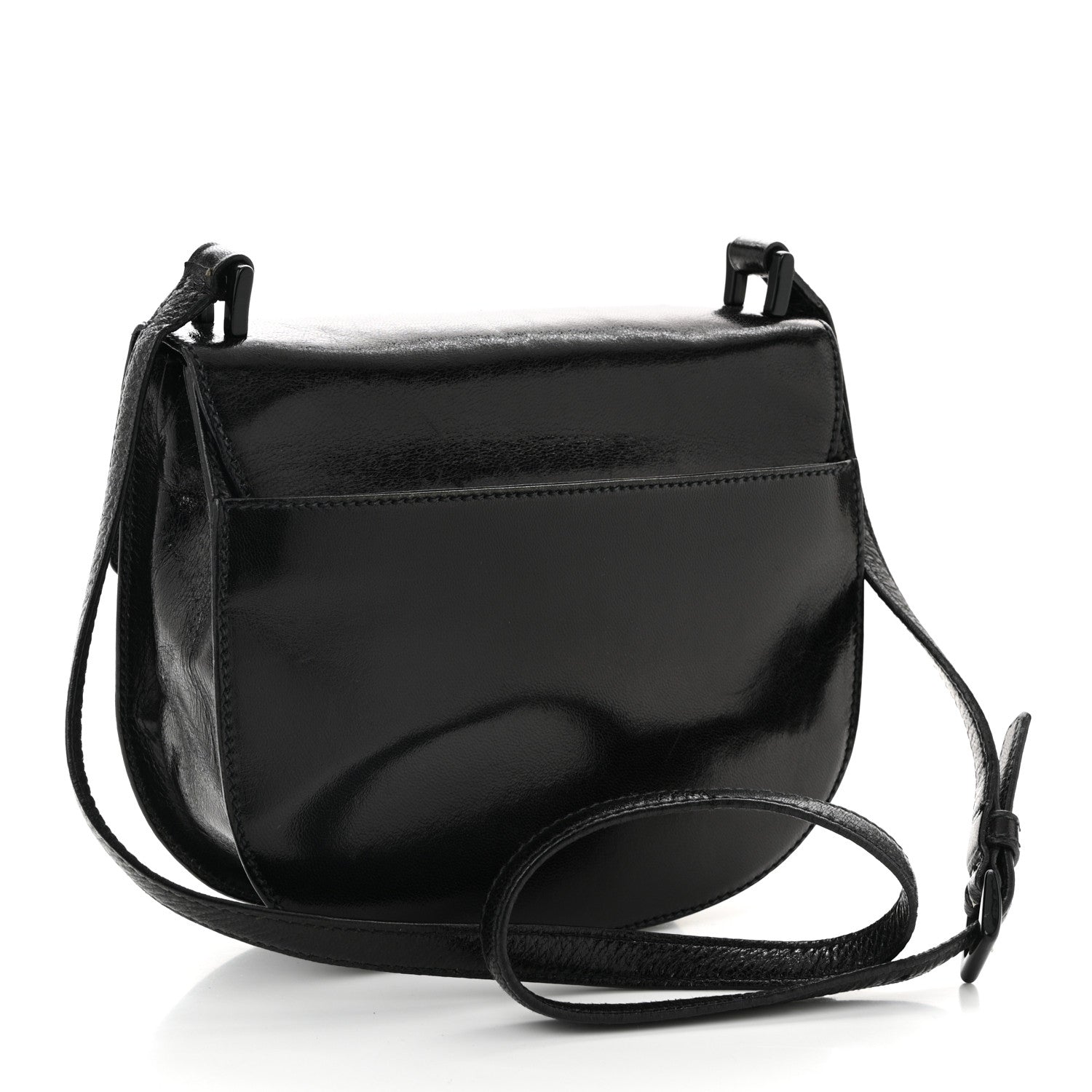 Spazzolato Fliplock Flap Shoulder Bag  Black