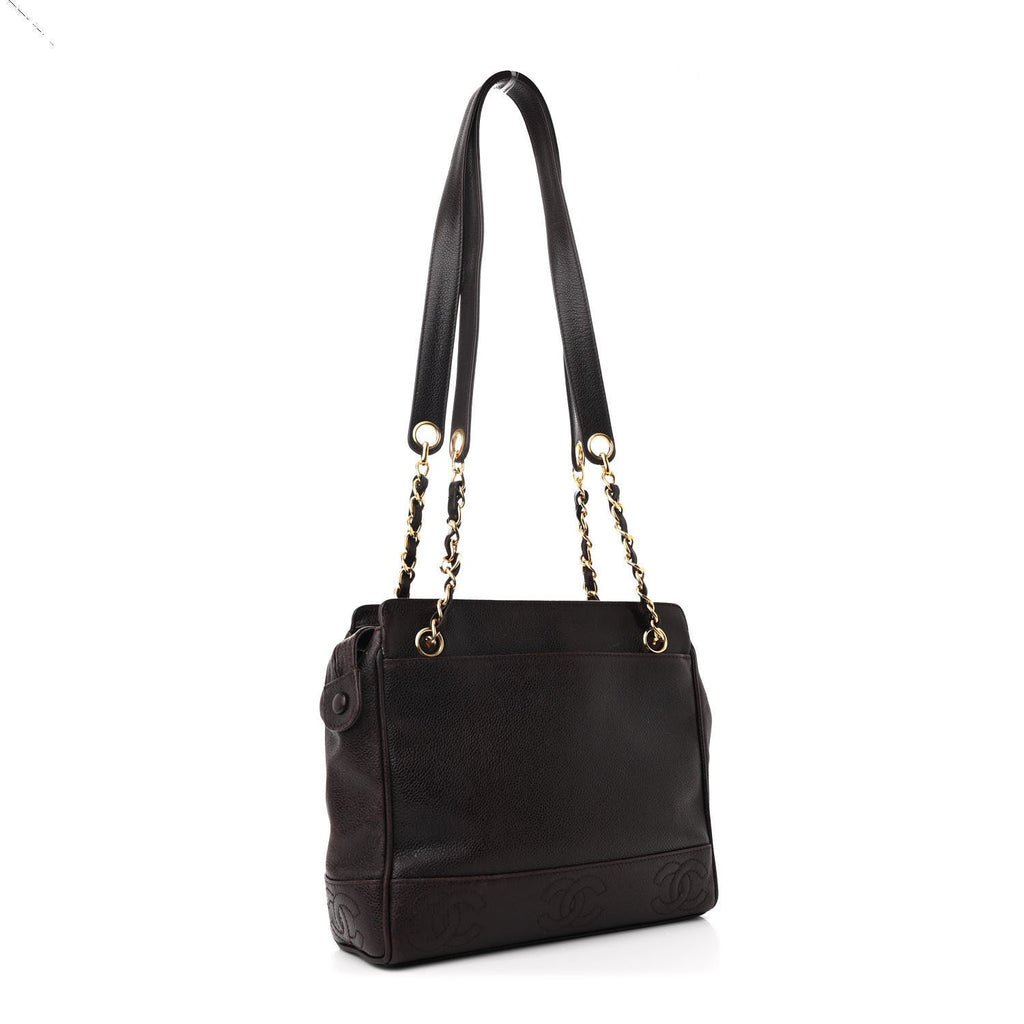 Caviar CC Shoulder Bag Dark Brown