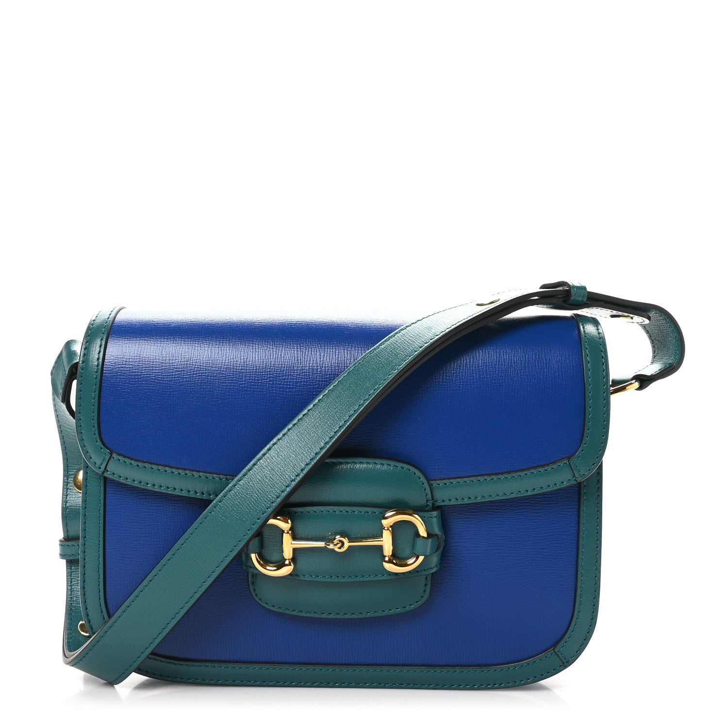 Azalea Calfskin Horsebit 1955 Shoulder Bag  Imperial Blue Pavone