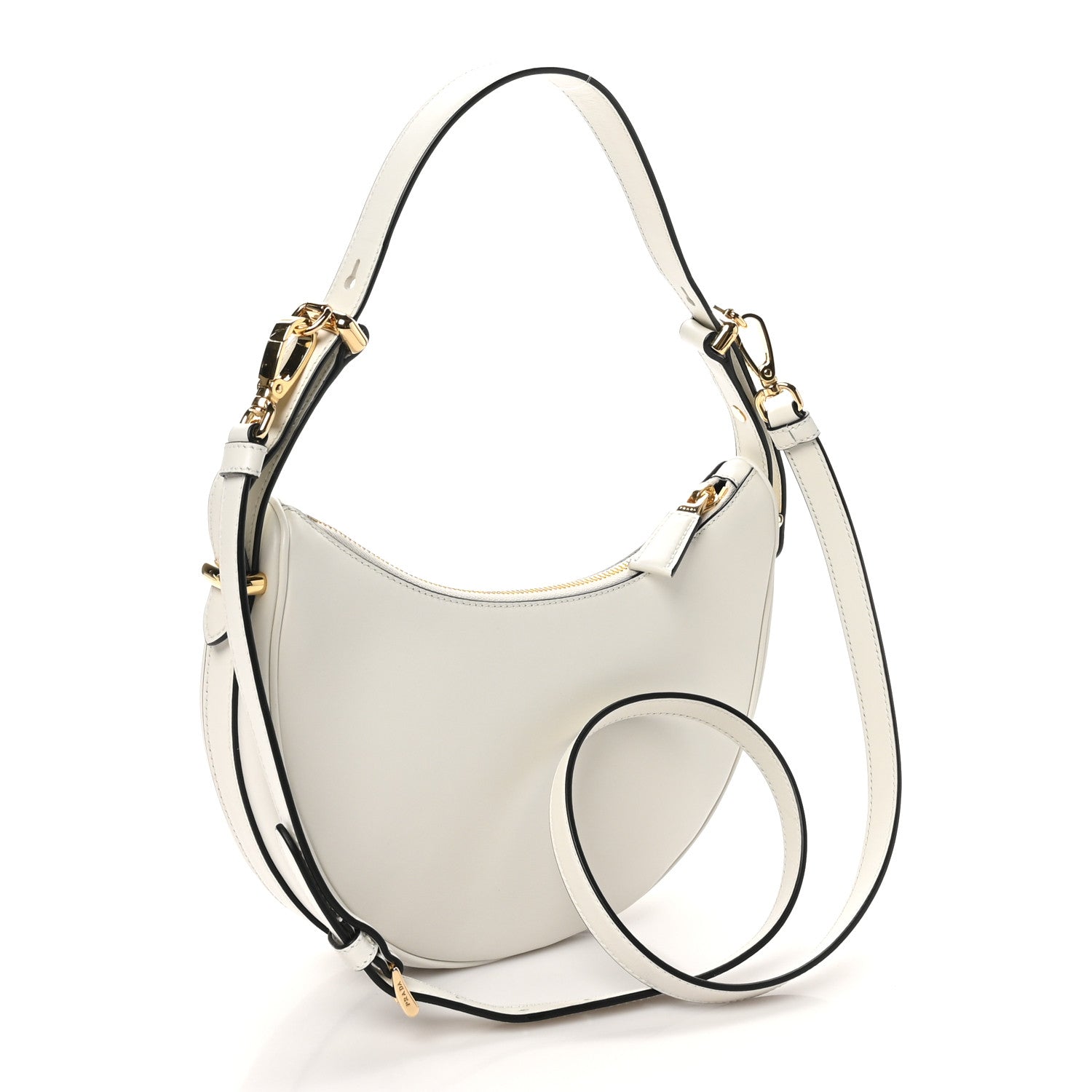 Soft Calfskin Arque Shoulder Bag White