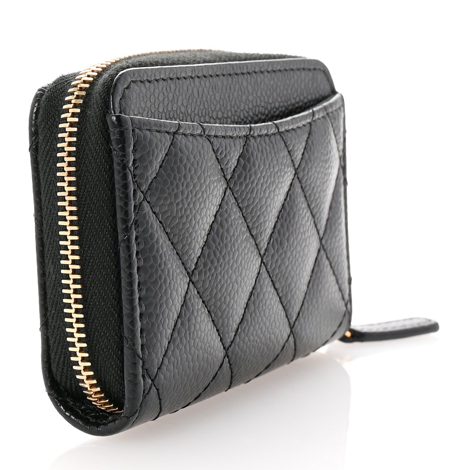 Caviar Quilted Classic Zipped Coin Purse Black