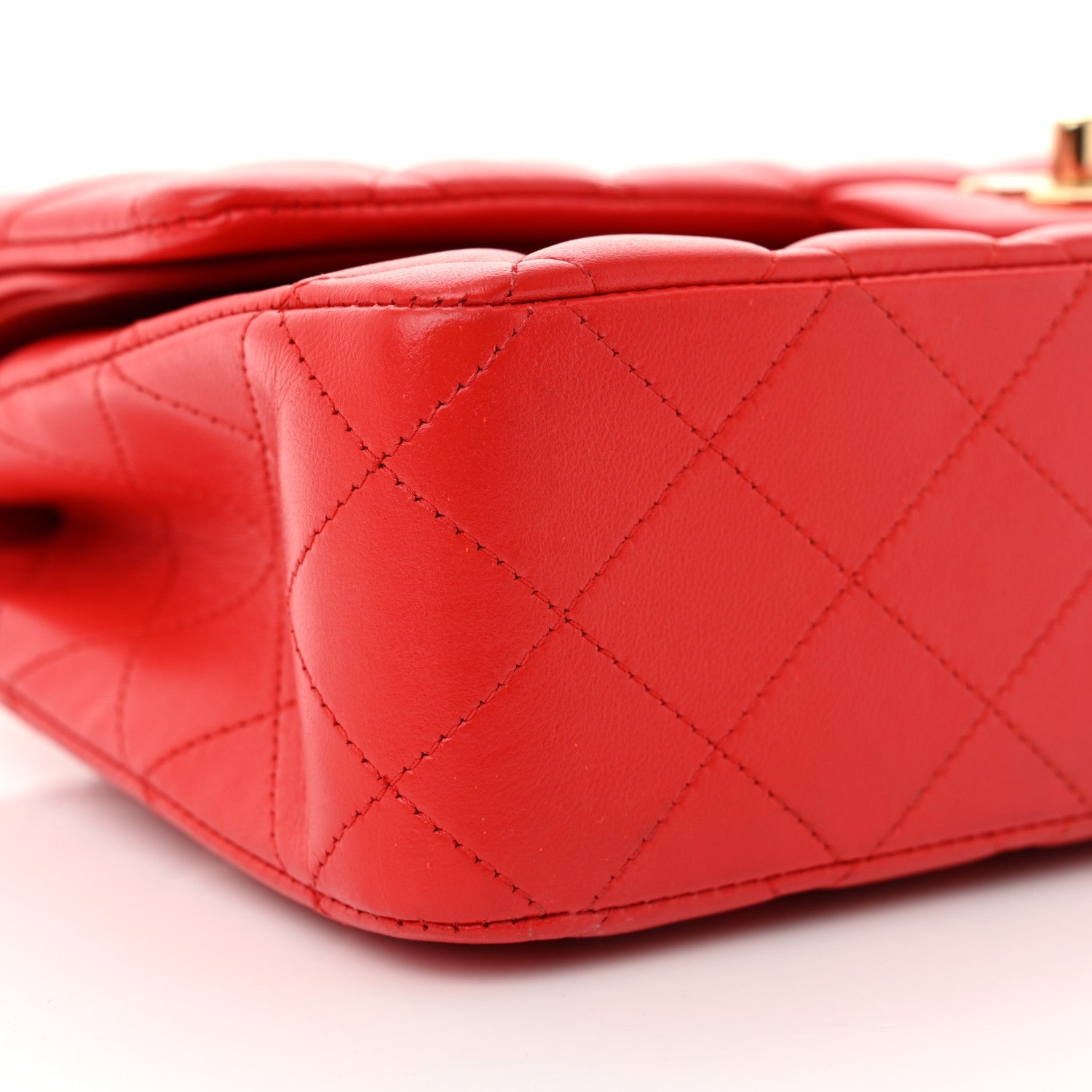 Lambskin Quilted Medium Double Flap Red