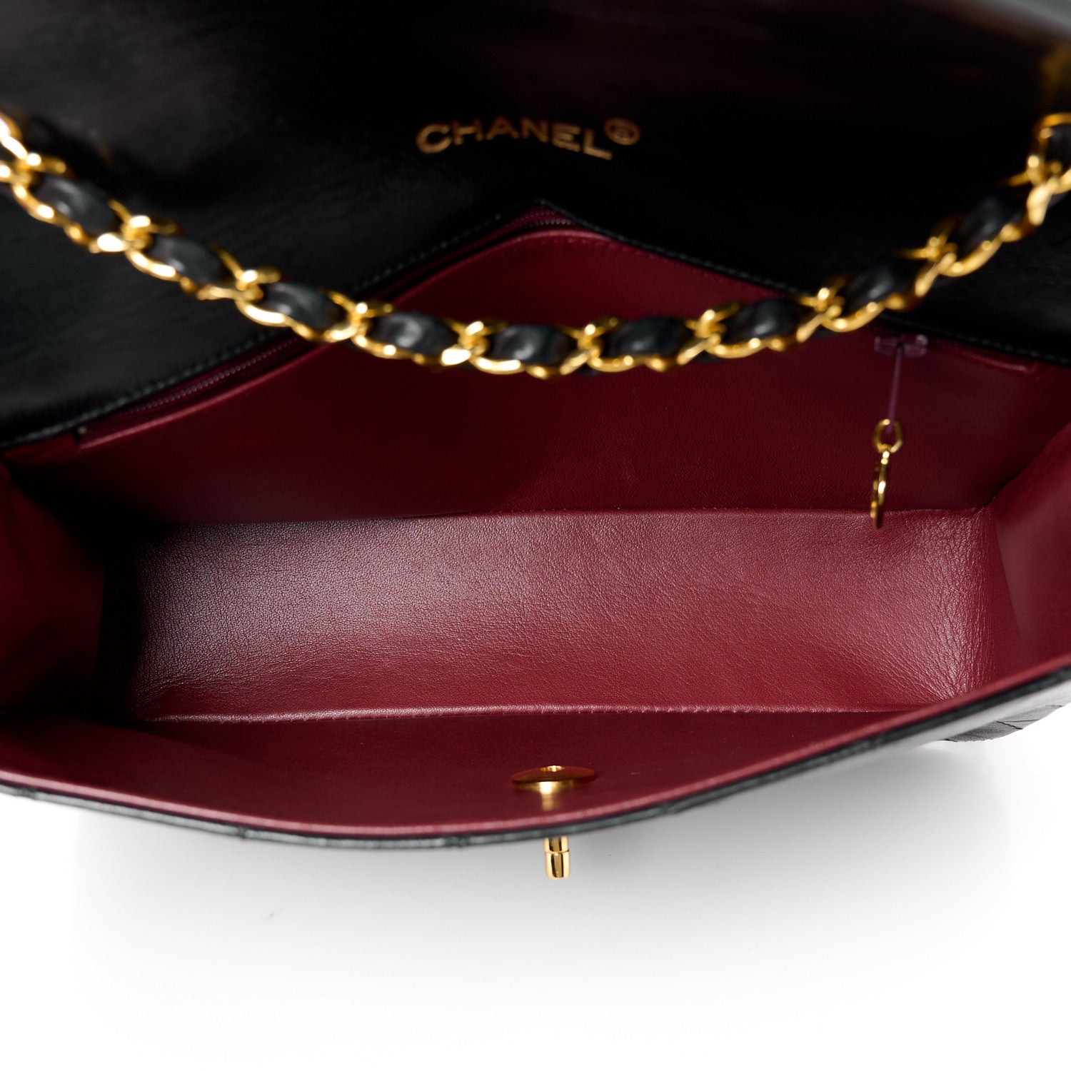 Lambskin Diamond Stitch Envelope Single Flap Black