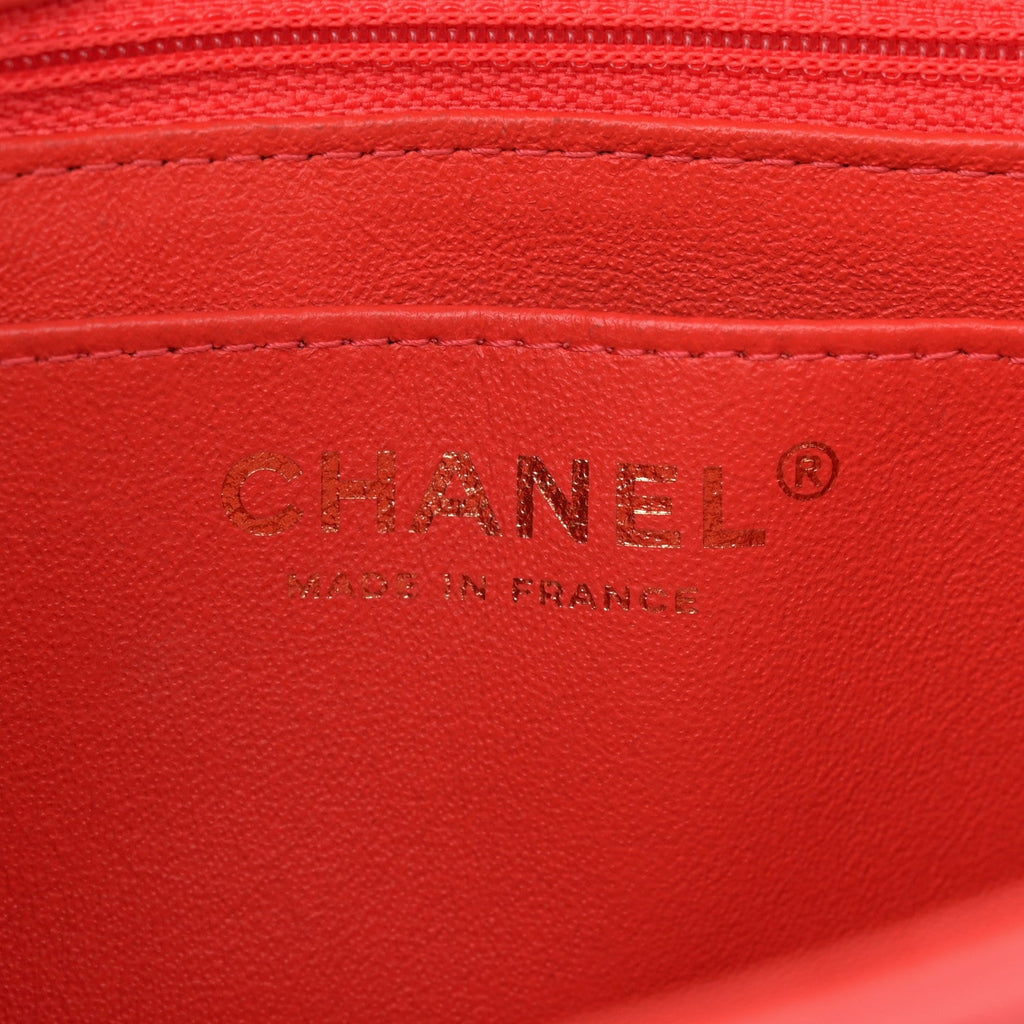 Lambskin Quilted Mini Rectangular Flap Coral